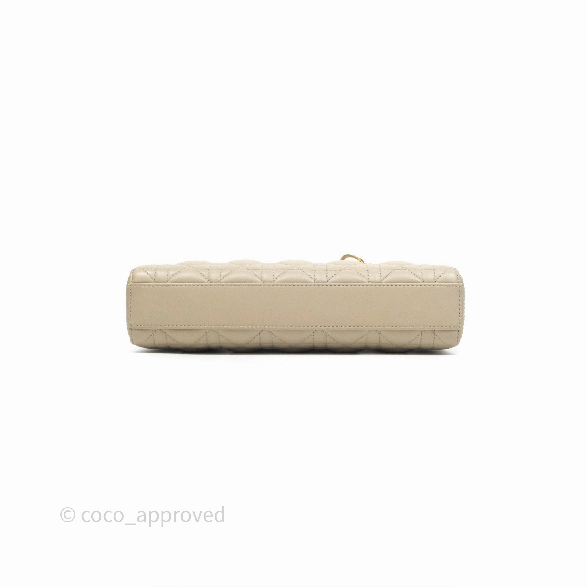 Dior Medium Lady D-Joy Bag Sand Lambskin Cannage Gold Hardware