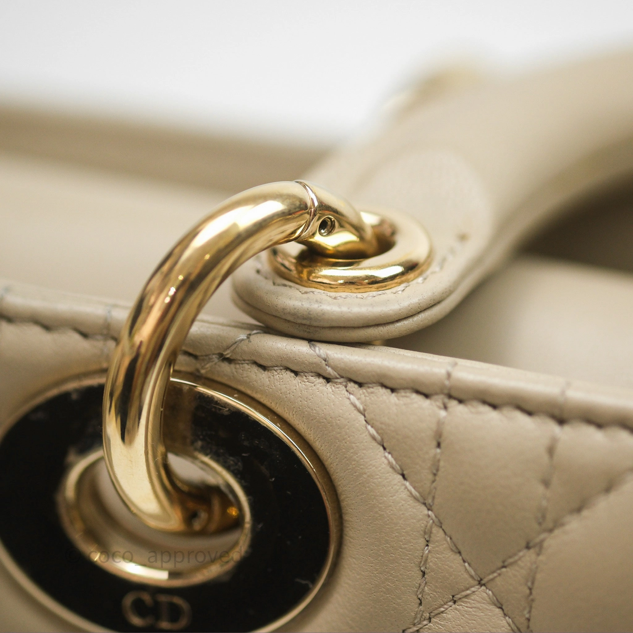 Dior Medium Lady D-Joy Bag Sand Lambskin Cannage Gold Hardware