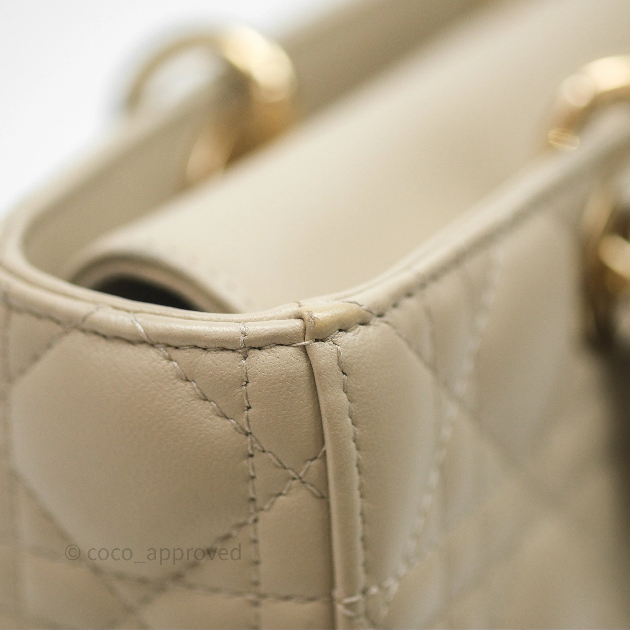 Dior Medium Lady D-Joy Bag Sand Lambskin Cannage Gold Hardware