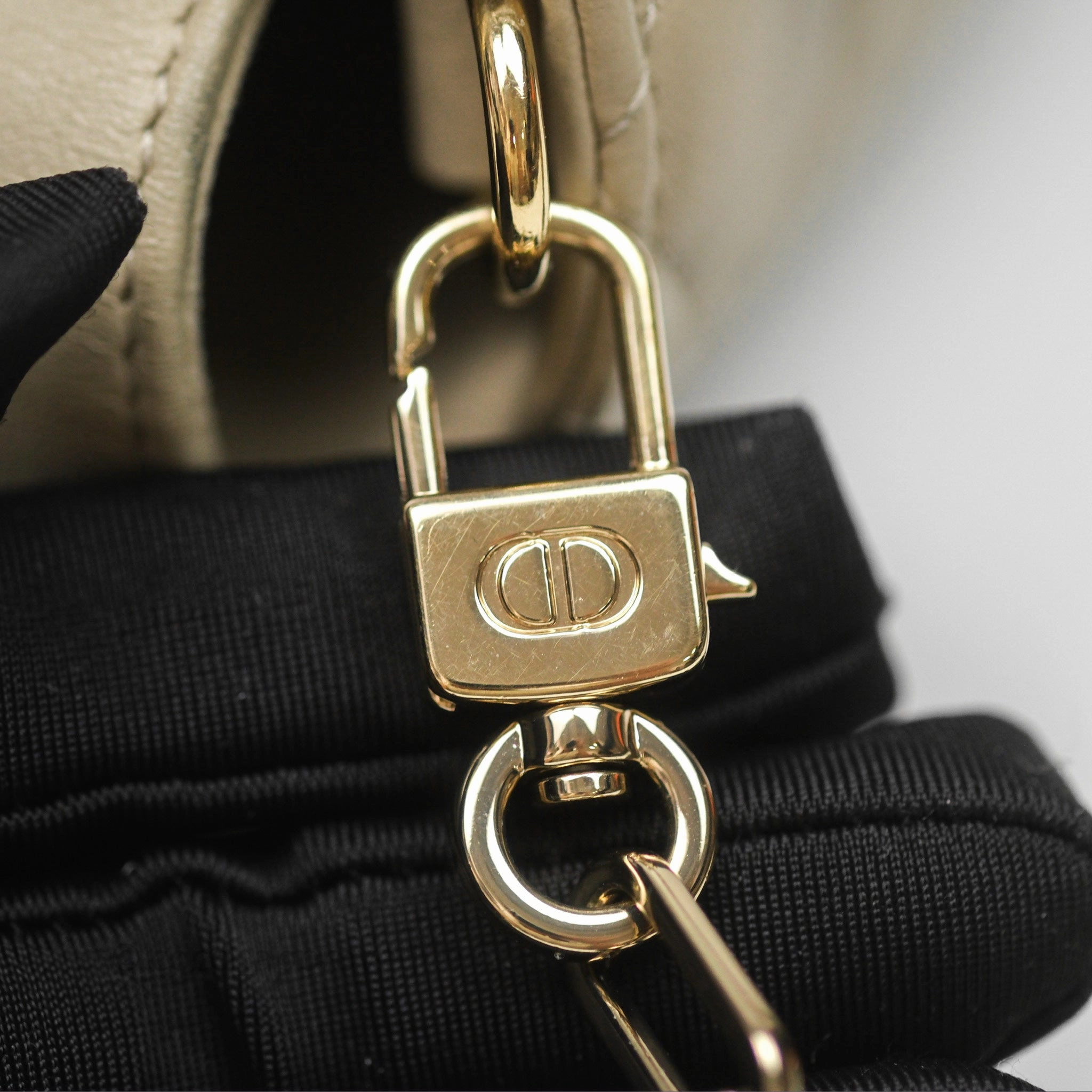 Dior Medium Lady D-Joy Bag Sand Lambskin Cannage Gold Hardware