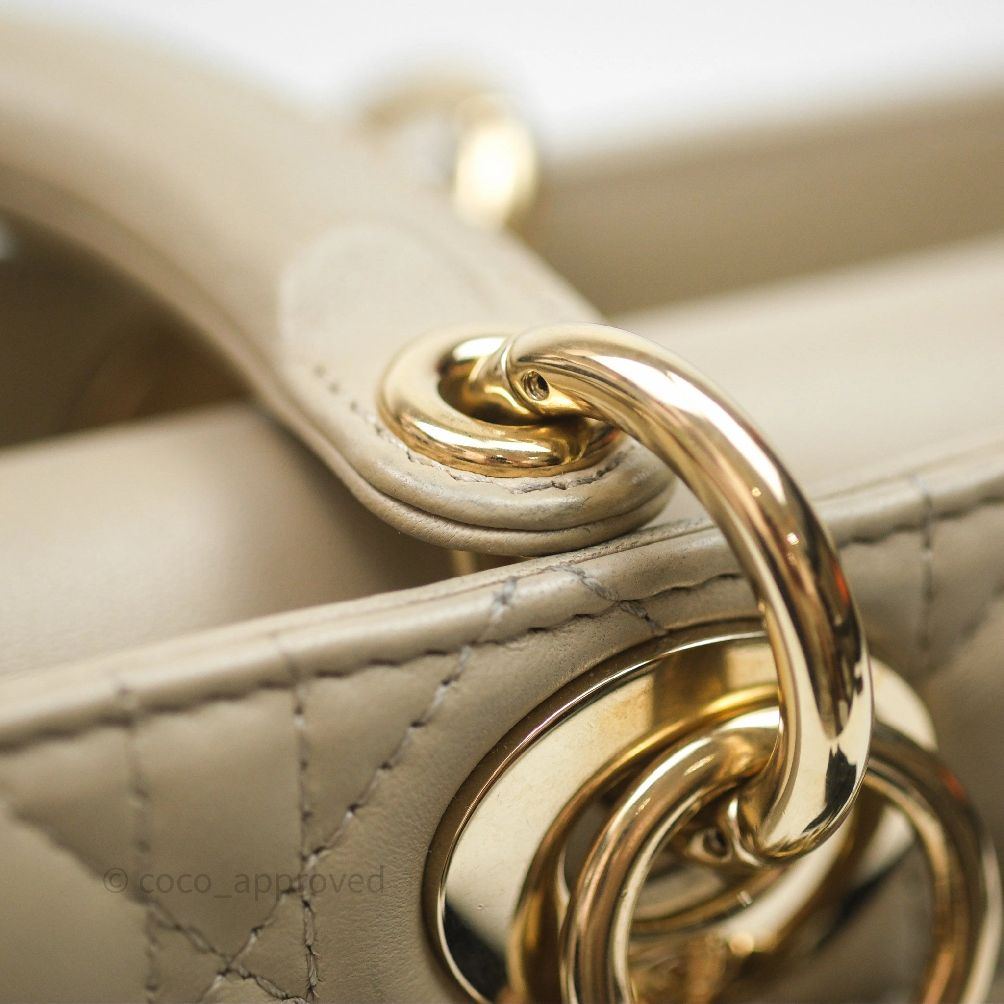 Dior Medium Lady D-Joy Bag Sand Lambskin Cannage Gold Hardware