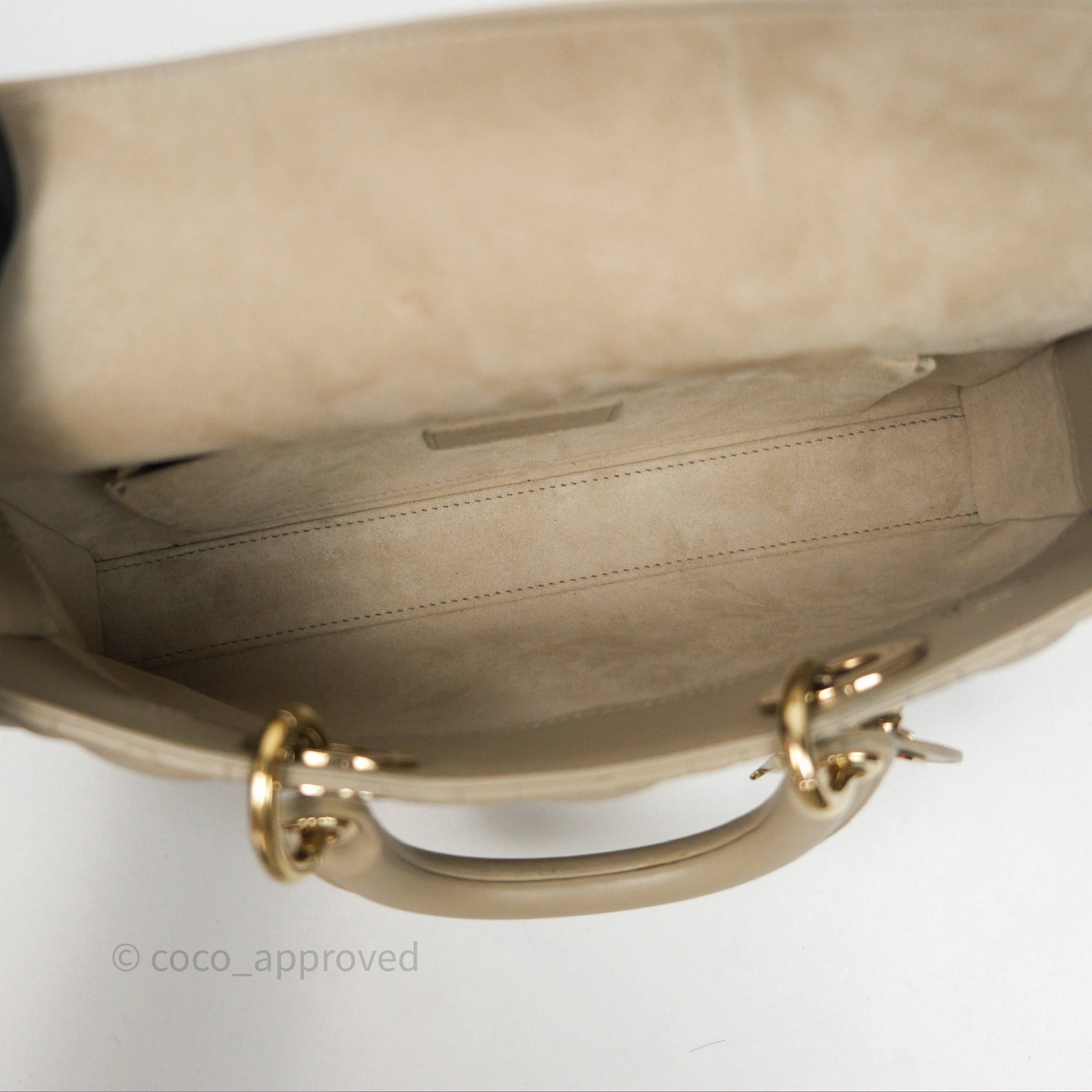 Dior Medium Lady D-Joy Bag Sand Lambskin Cannage Gold Hardware