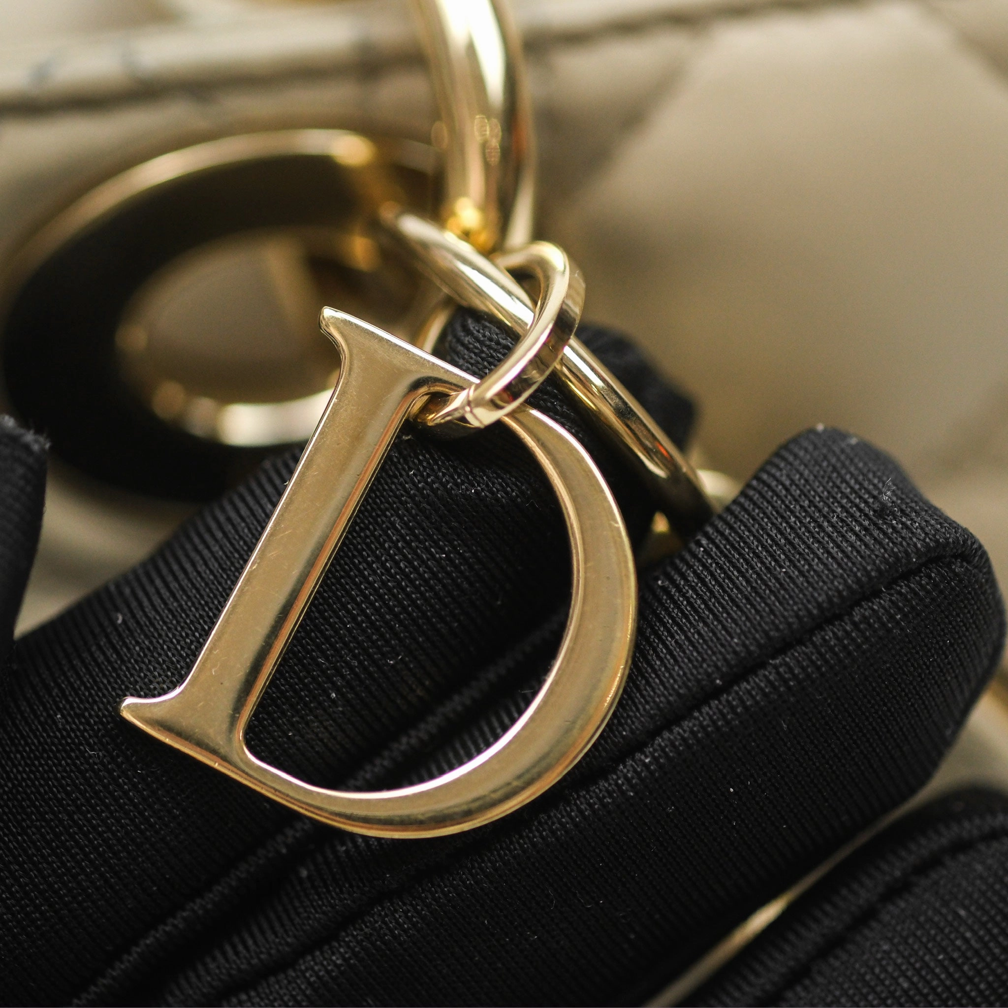 Dior Medium Lady D-Joy Bag Sand Lambskin Cannage Gold Hardware