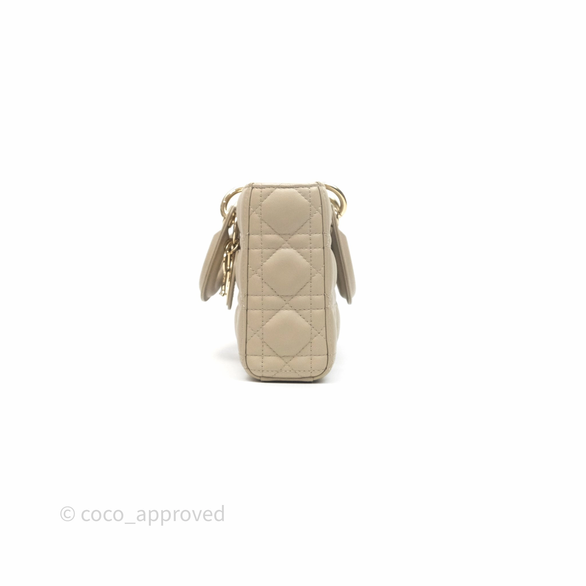 Dior Medium Lady D-Joy Bag Sand Lambskin Cannage Gold Hardware