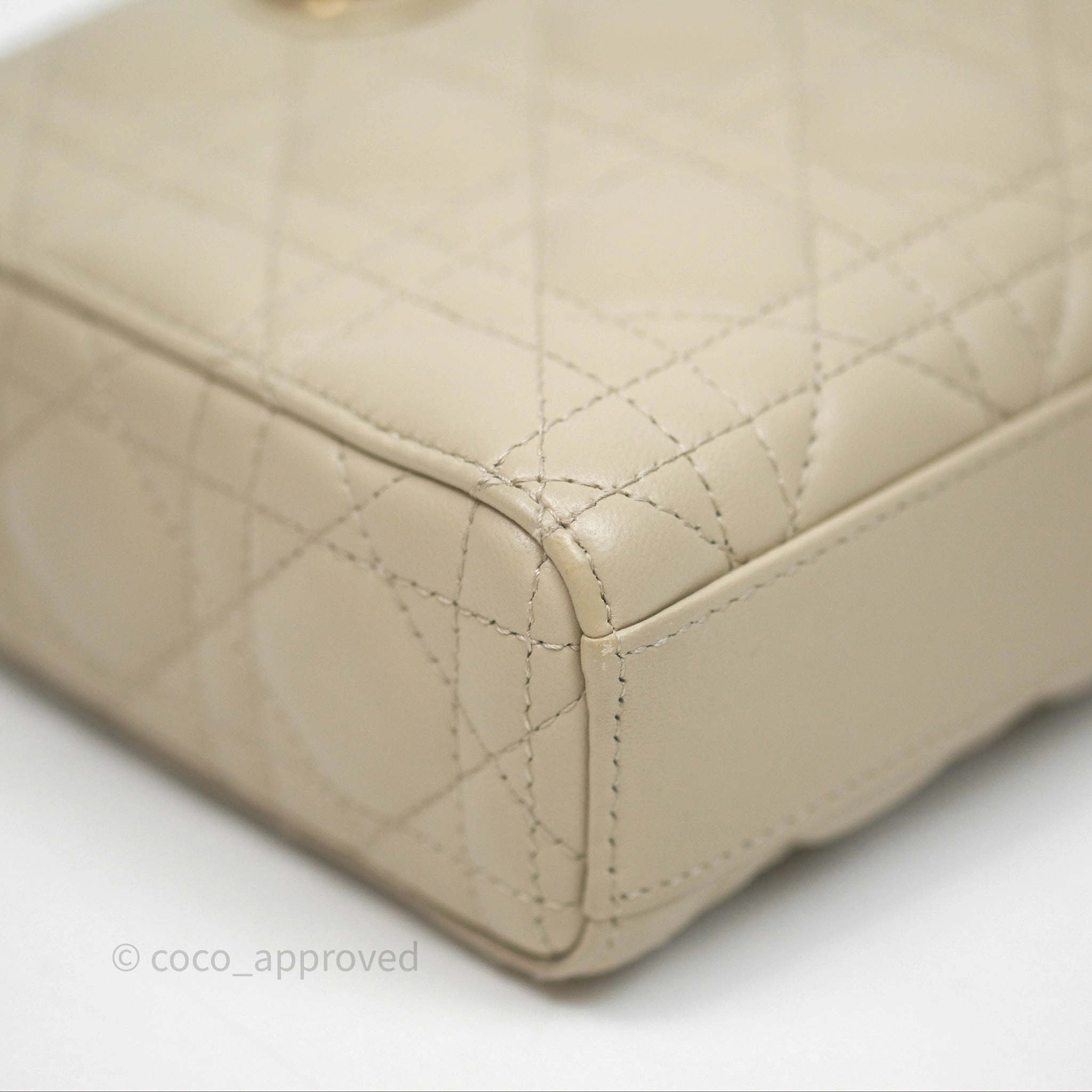 Dior Medium Lady D-Joy Bag Sand Lambskin Cannage Gold Hardware