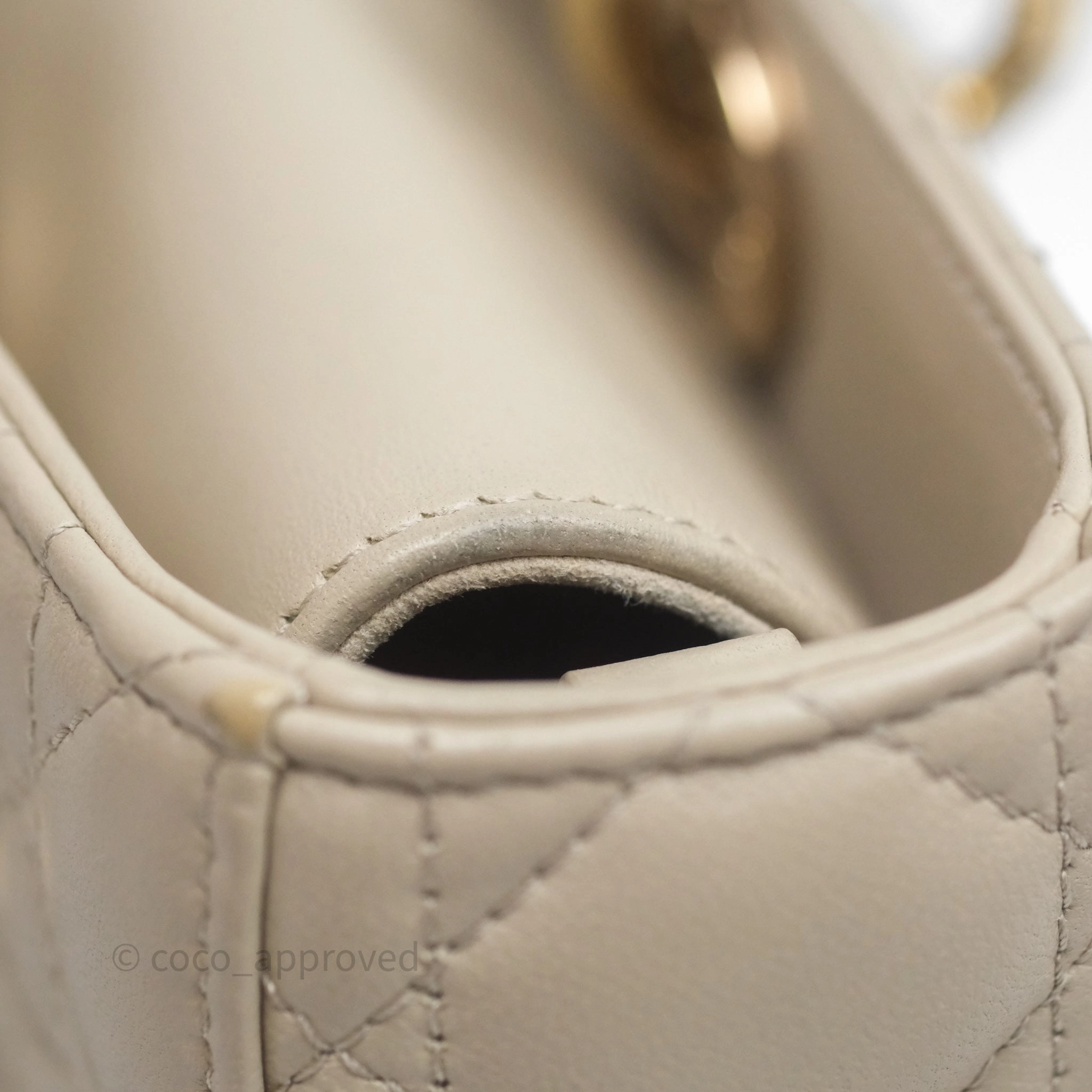 Dior Medium Lady D-Joy Bag Sand Lambskin Cannage Gold Hardware