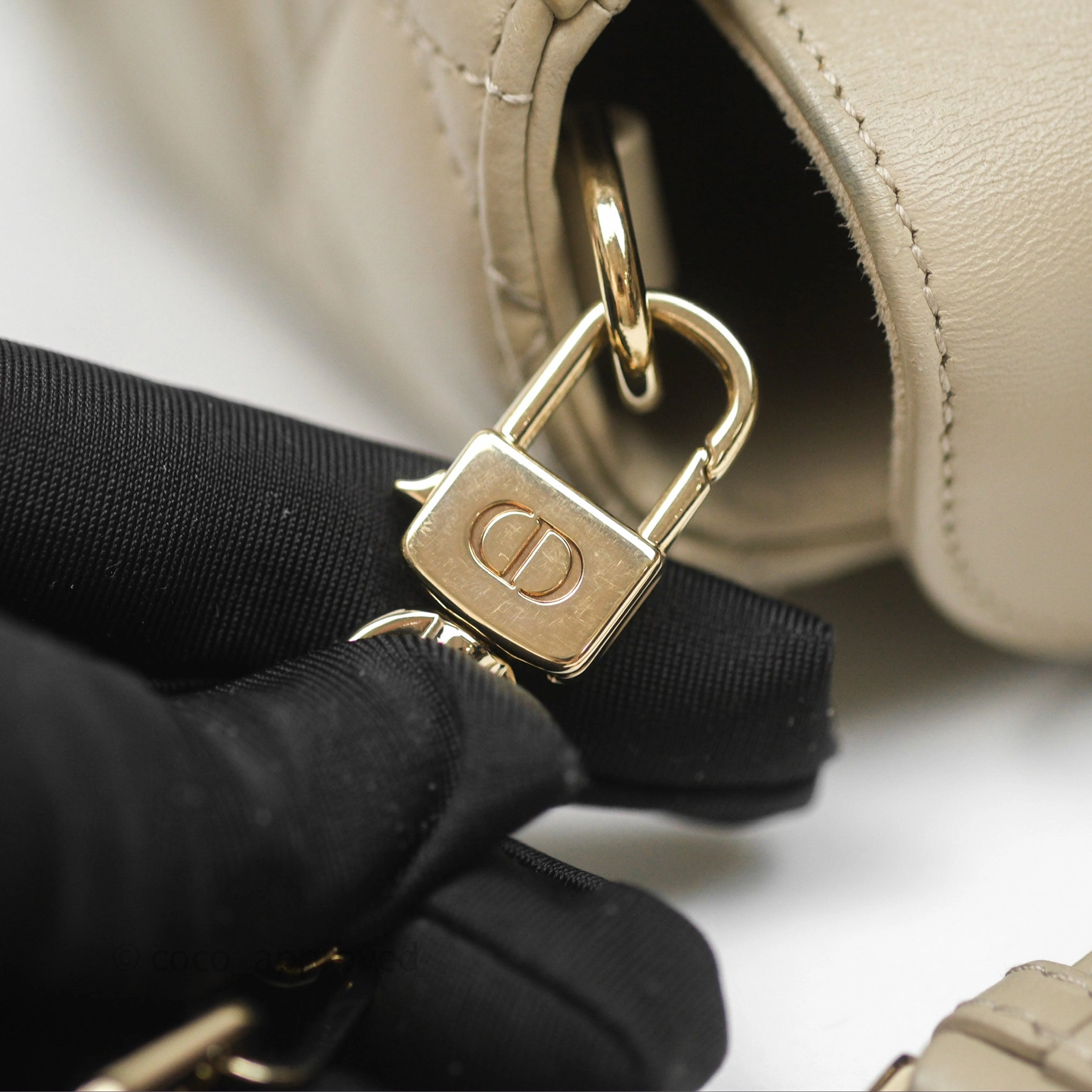 Dior Medium Lady D-Joy Bag Sand Lambskin Cannage Gold Hardware