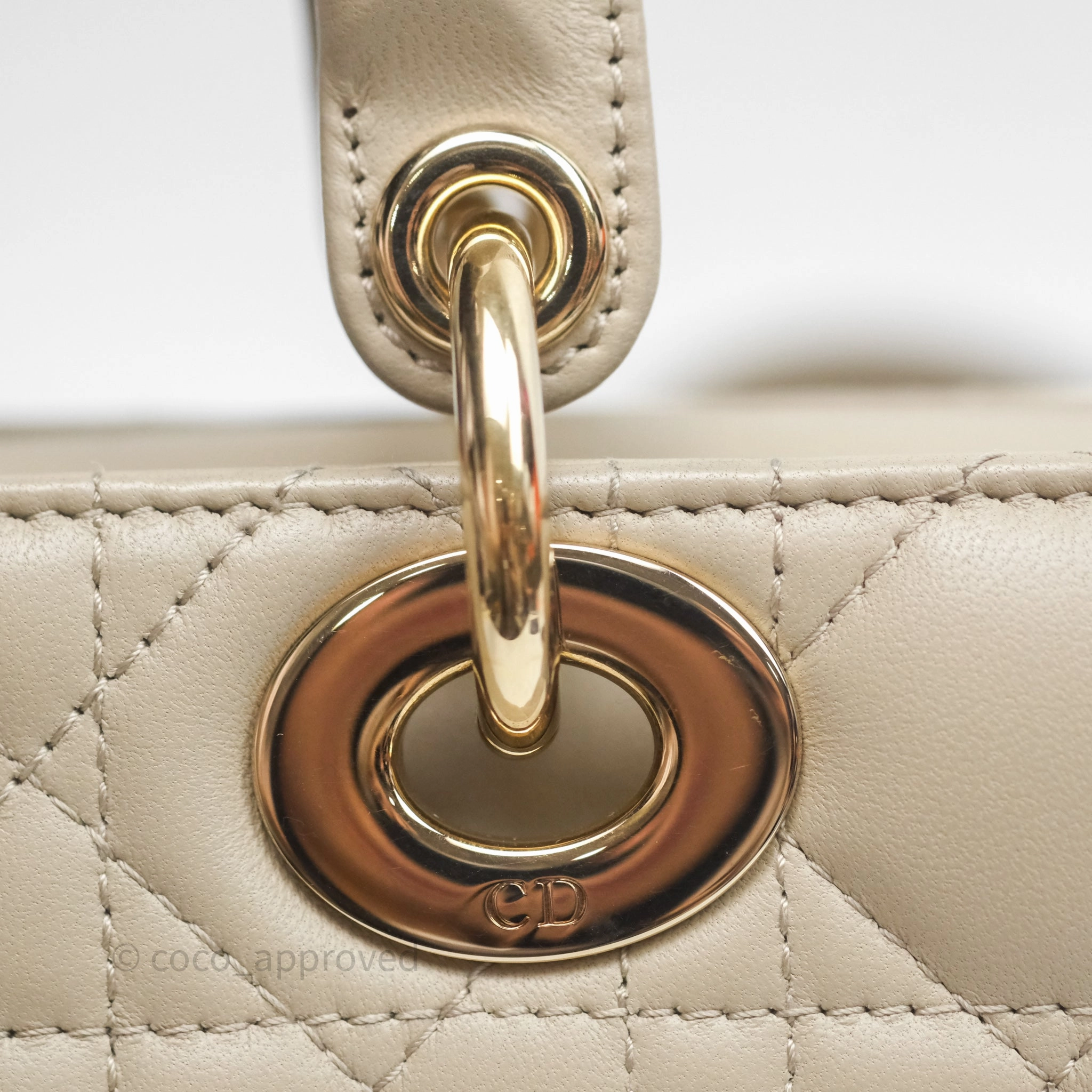 Dior Medium Lady D-Joy Bag Sand Lambskin Cannage Gold Hardware