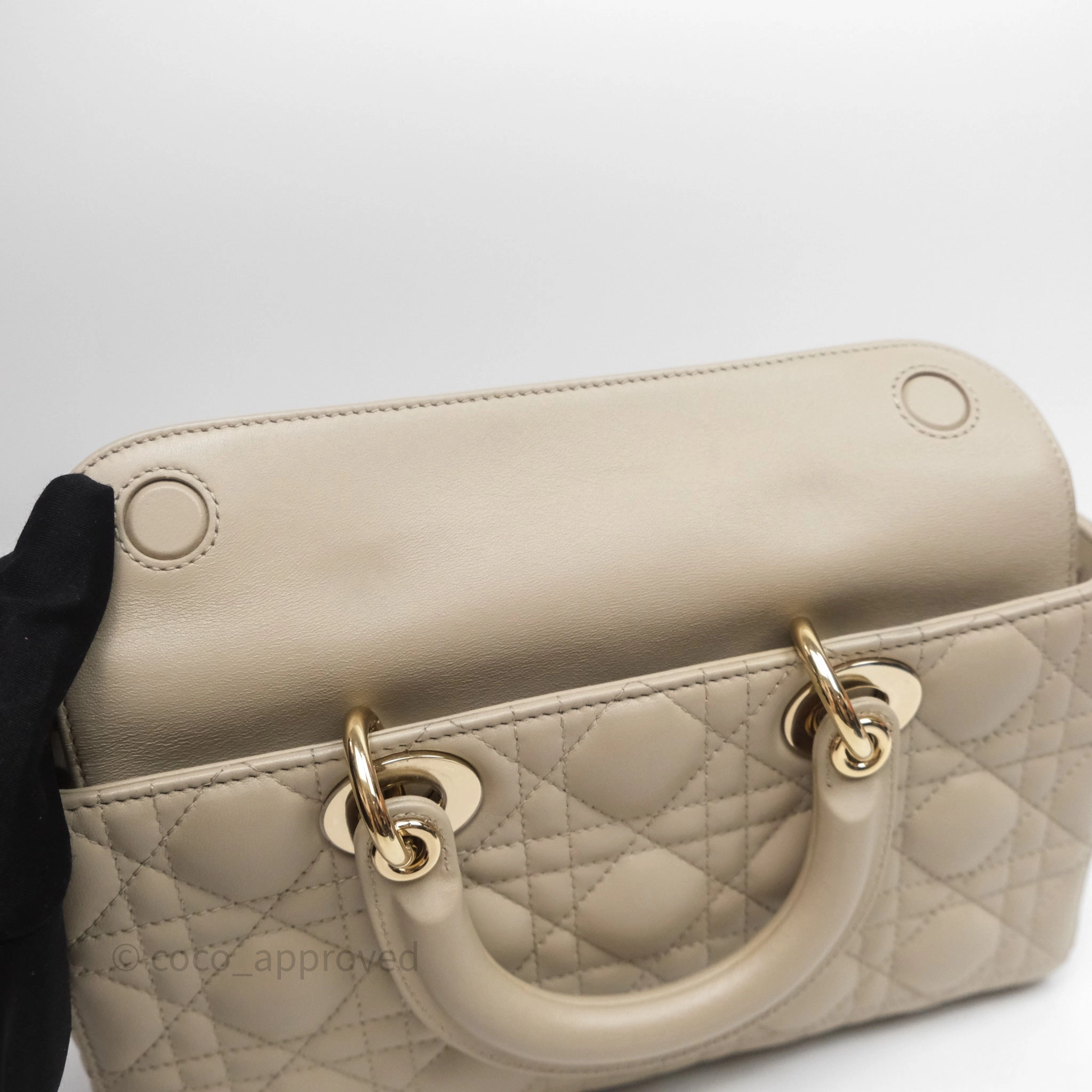 Dior Medium Lady D-Joy Bag Sand Lambskin Cannage Gold Hardware