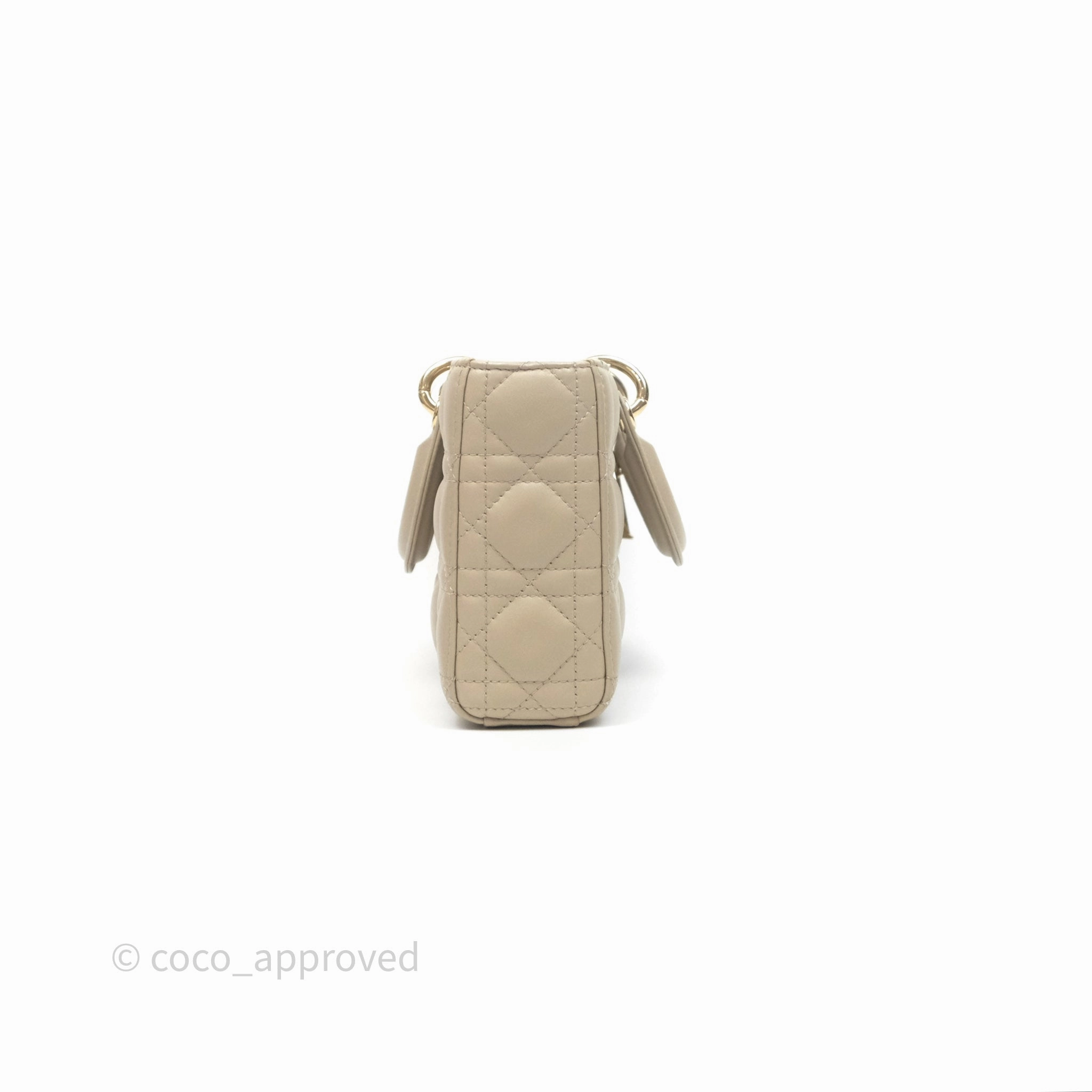 Dior Medium Lady D-Joy Bag Sand Lambskin Cannage Gold Hardware