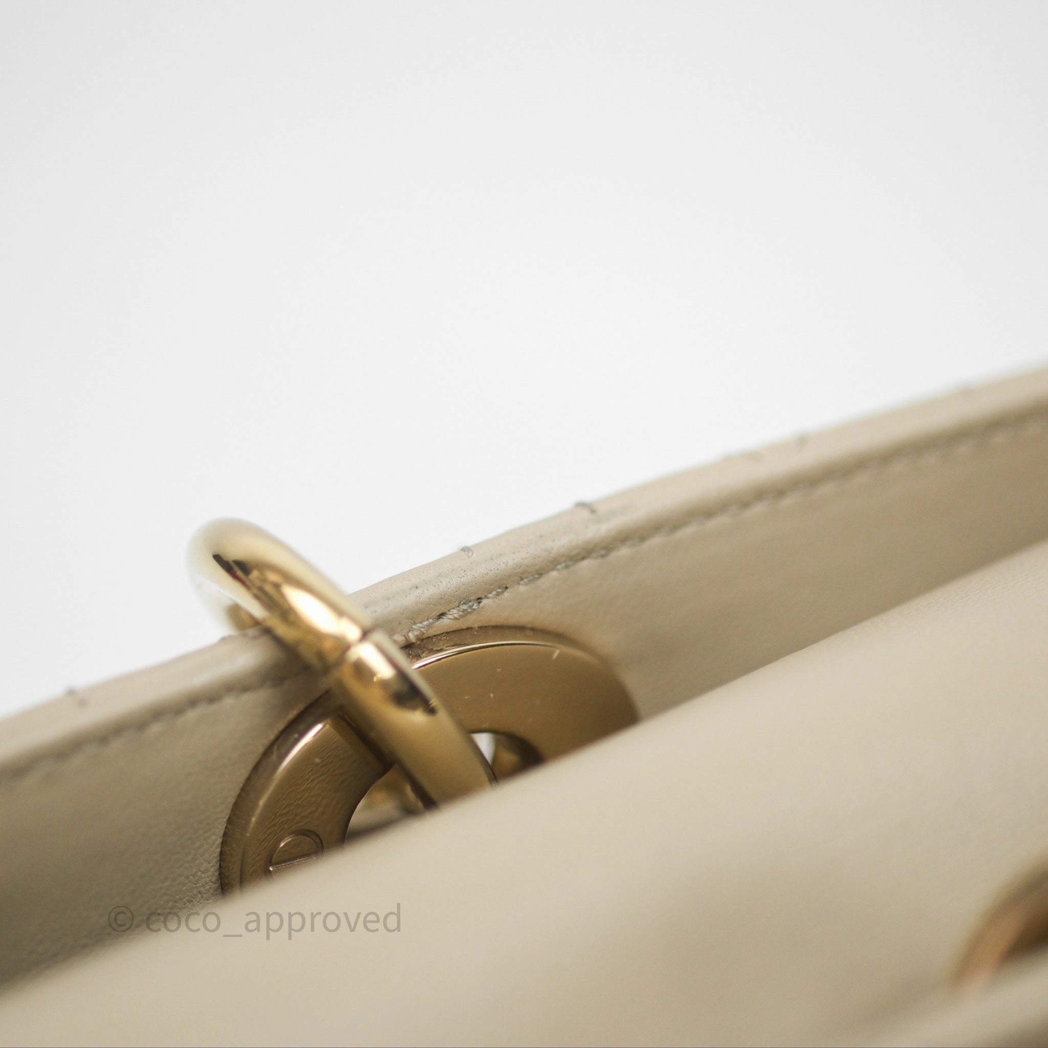Dior Medium Lady D-Joy Bag Sand Lambskin Cannage Gold Hardware