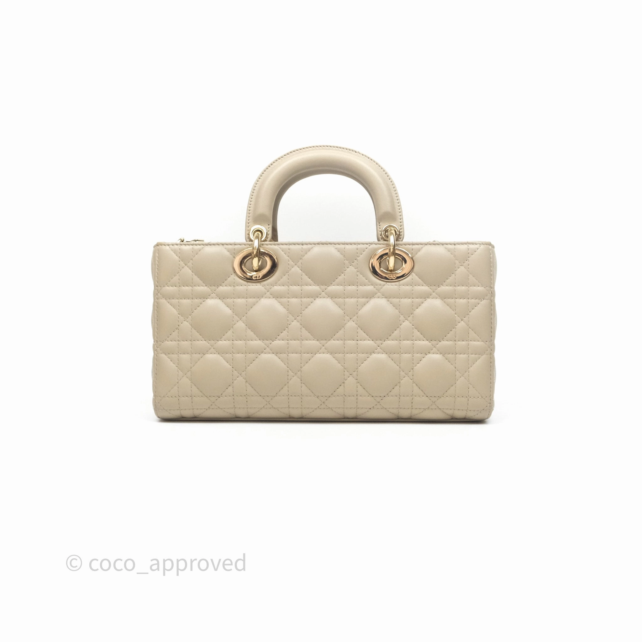 Dior Medium Lady D-Joy Bag Sand Lambskin Cannage Gold Hardware