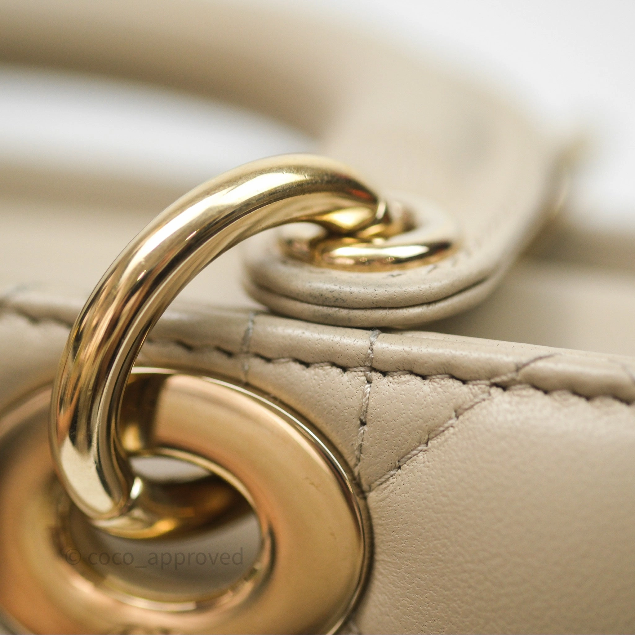 Dior Medium Lady D-Joy Bag Sand Lambskin Cannage Gold Hardware