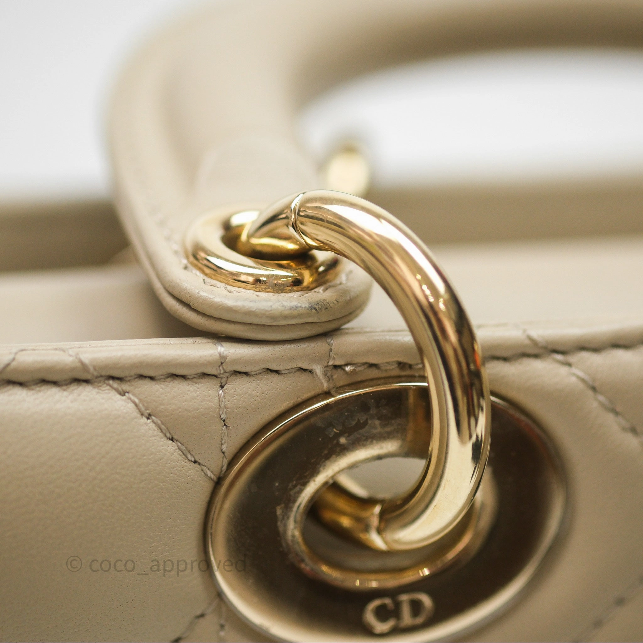Dior Medium Lady D-Joy Bag Sand Lambskin Cannage Gold Hardware