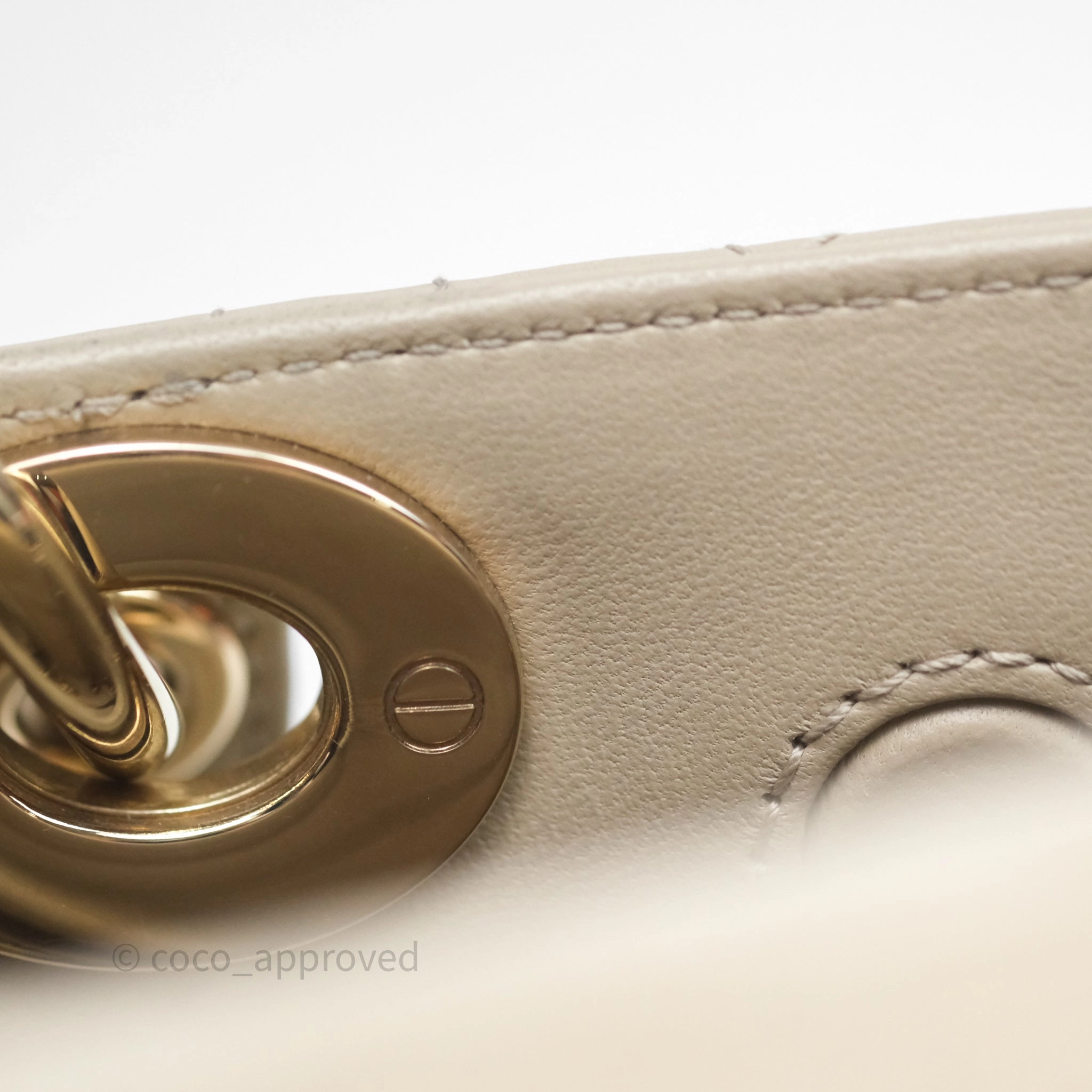 Dior Medium Lady D-Joy Bag Sand Lambskin Cannage Gold Hardware