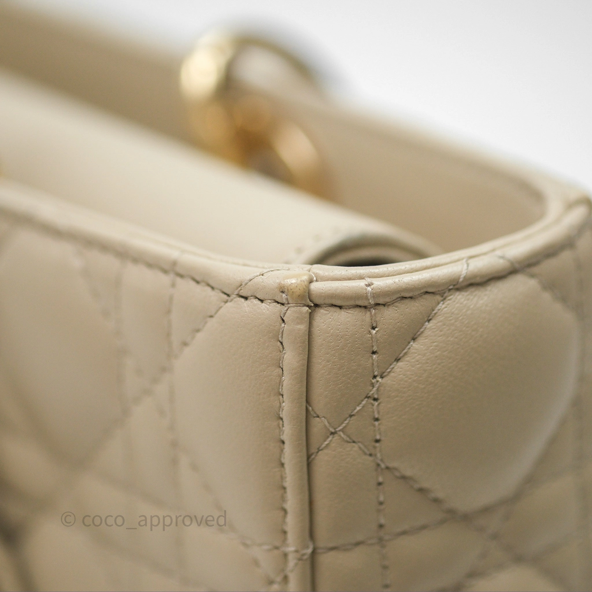 Dior Medium Lady D-Joy Bag Sand Lambskin Cannage Gold Hardware