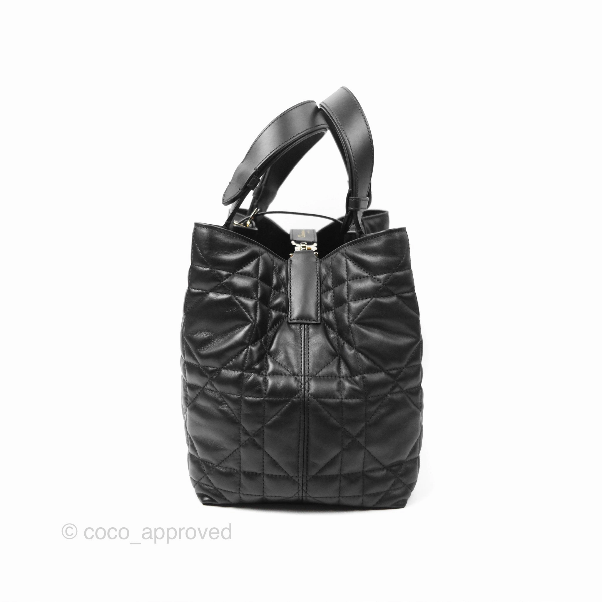 Dior Medium Toujours Bag Black Macrocannage Calfskin