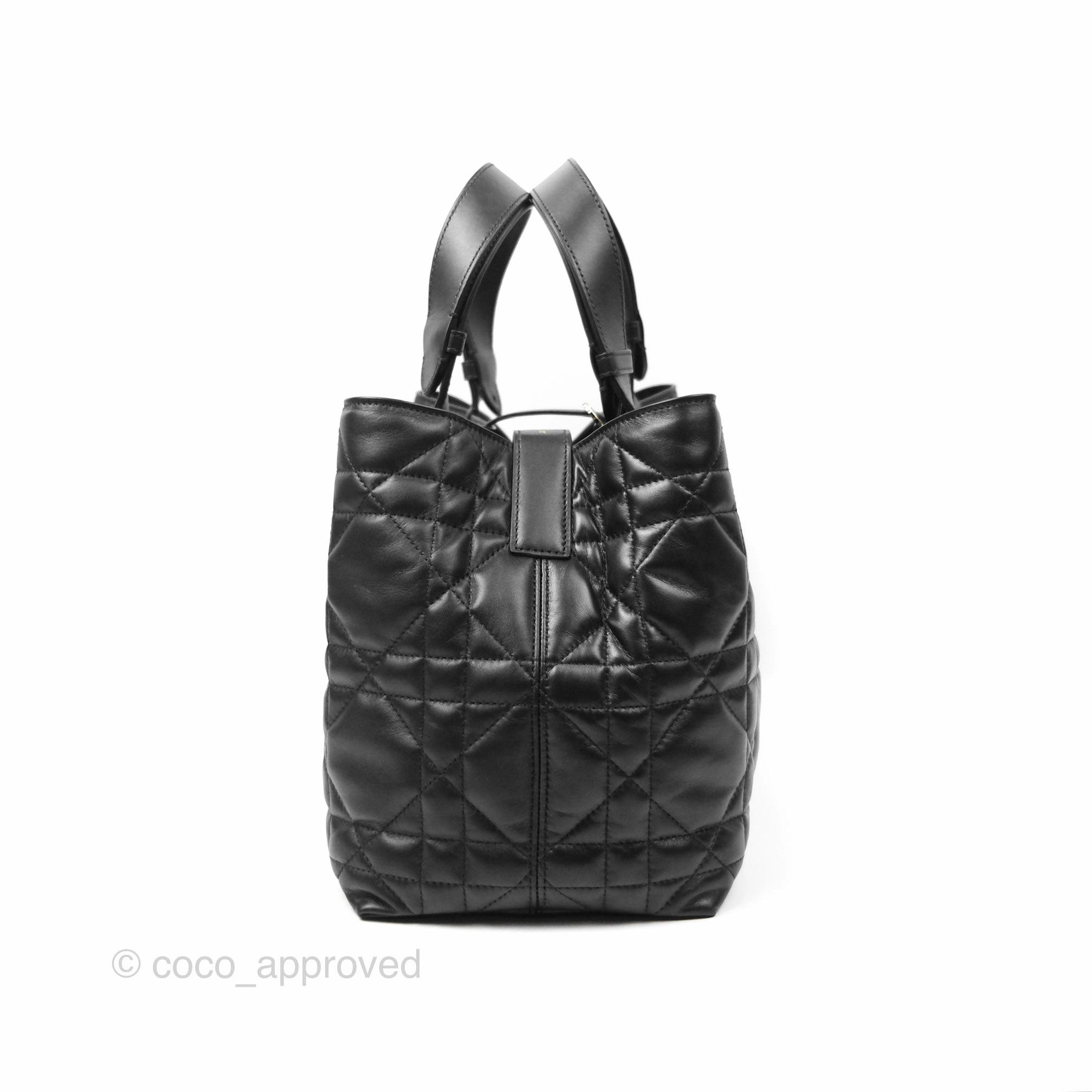 Dior Medium Toujours Bag Black Macrocannage Calfskin