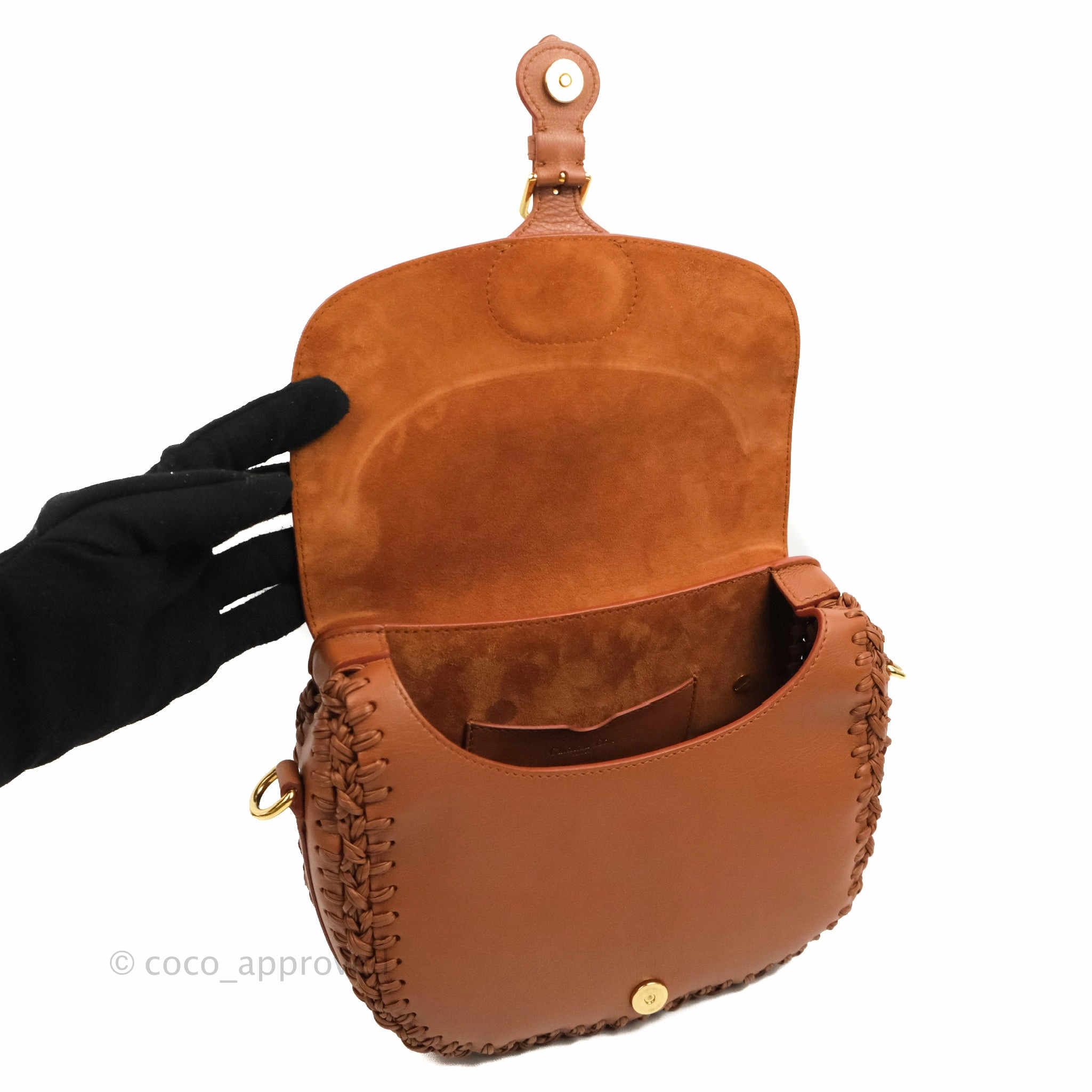 Dior Medium Whipstitched Bobby Bag Brown Grained Calfskin Gold Hardware
