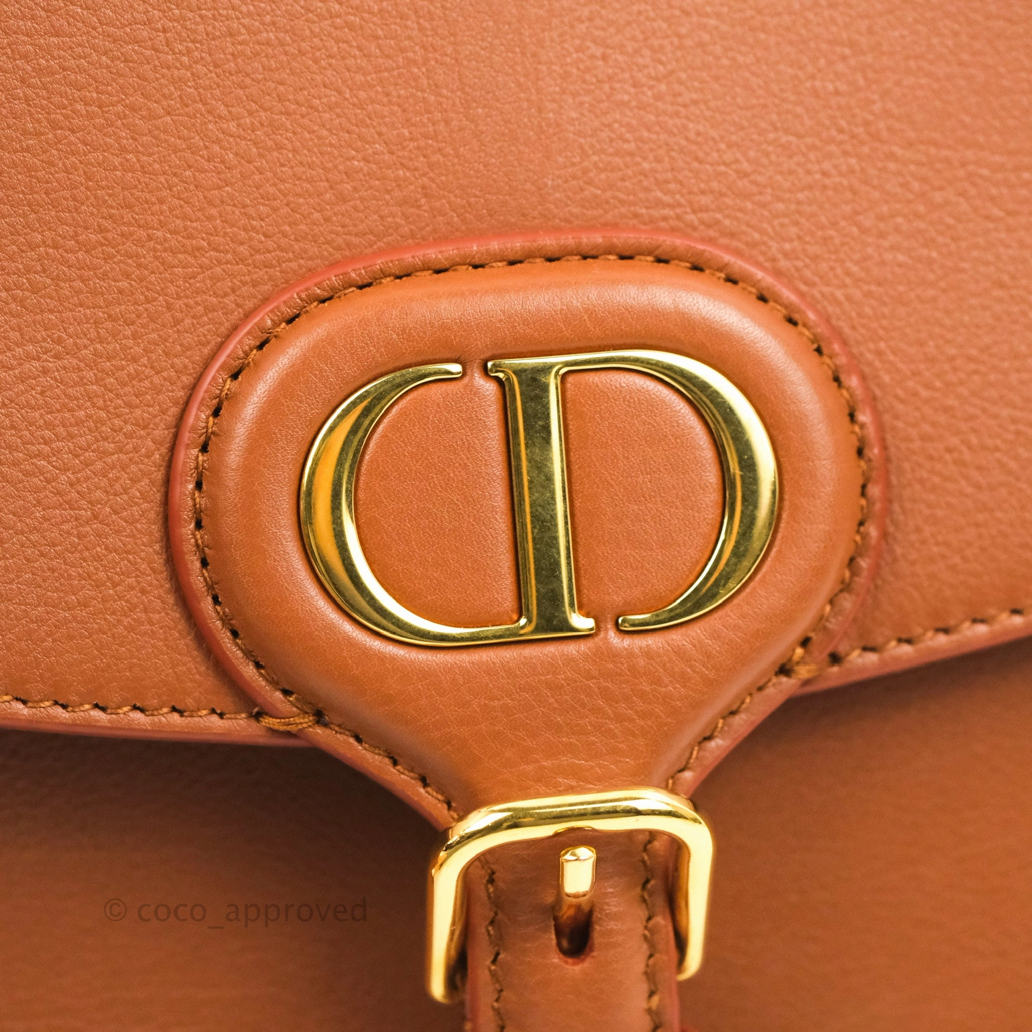 Dior Medium Whipstitched Bobby Bag Brown Grained Calfskin Gold Hardware