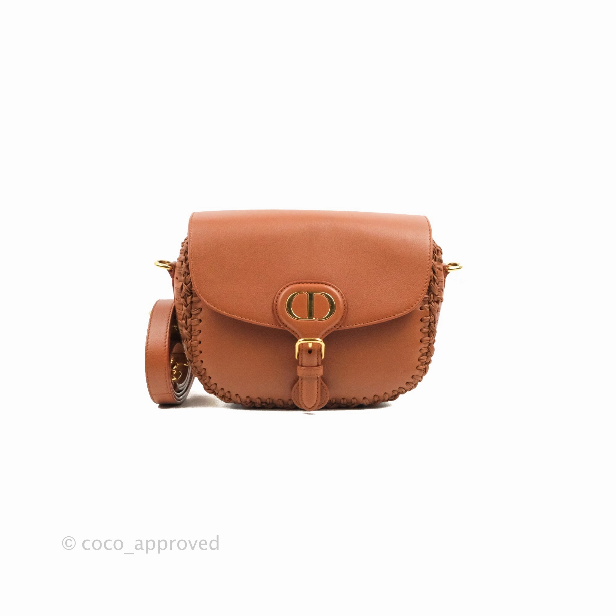 Dior Medium Whipstitched Bobby Bag Brown Grained Calfskin Gold Hardware