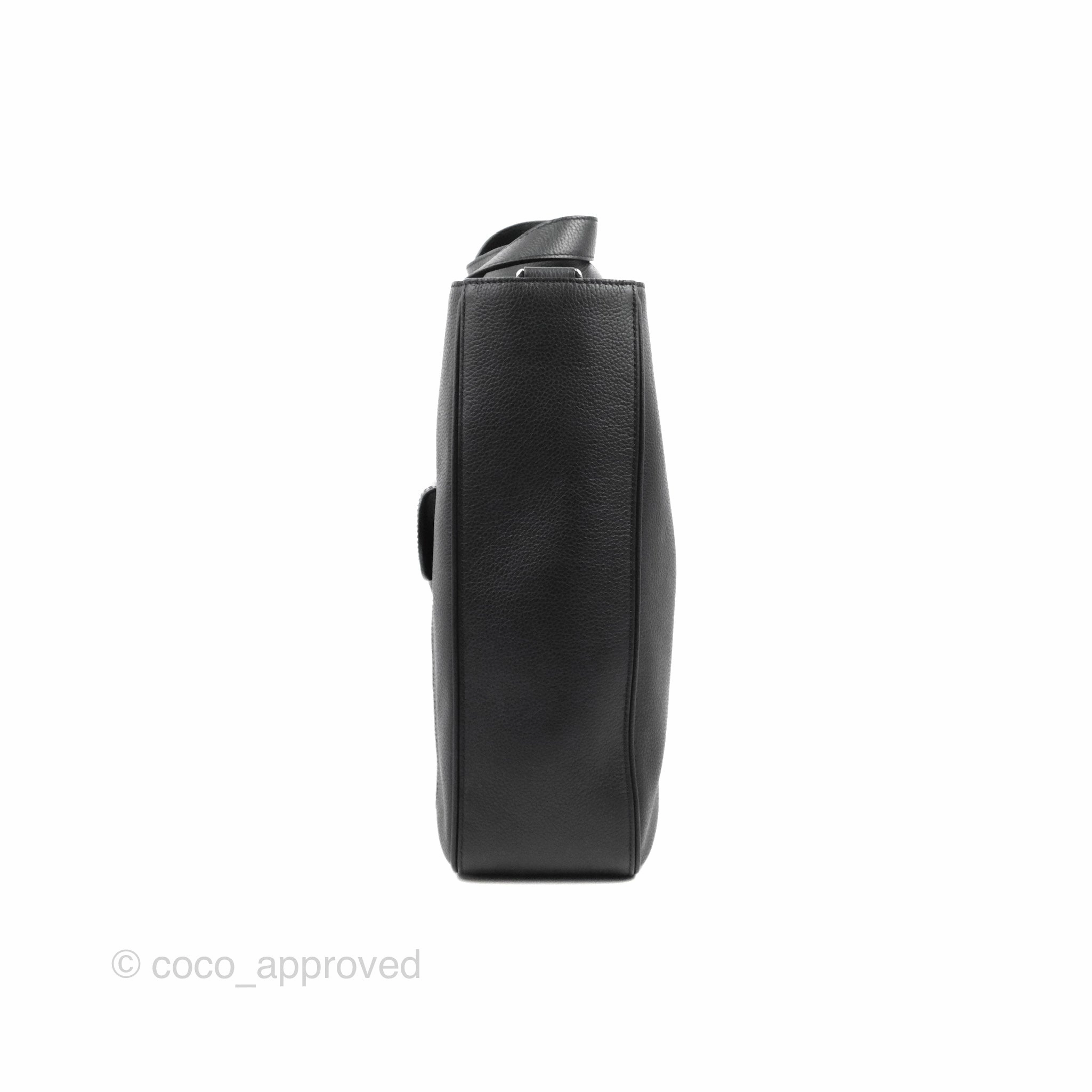 Dior Men's Saddle Tote Bag with Shoulder Strap Black Grained Leather