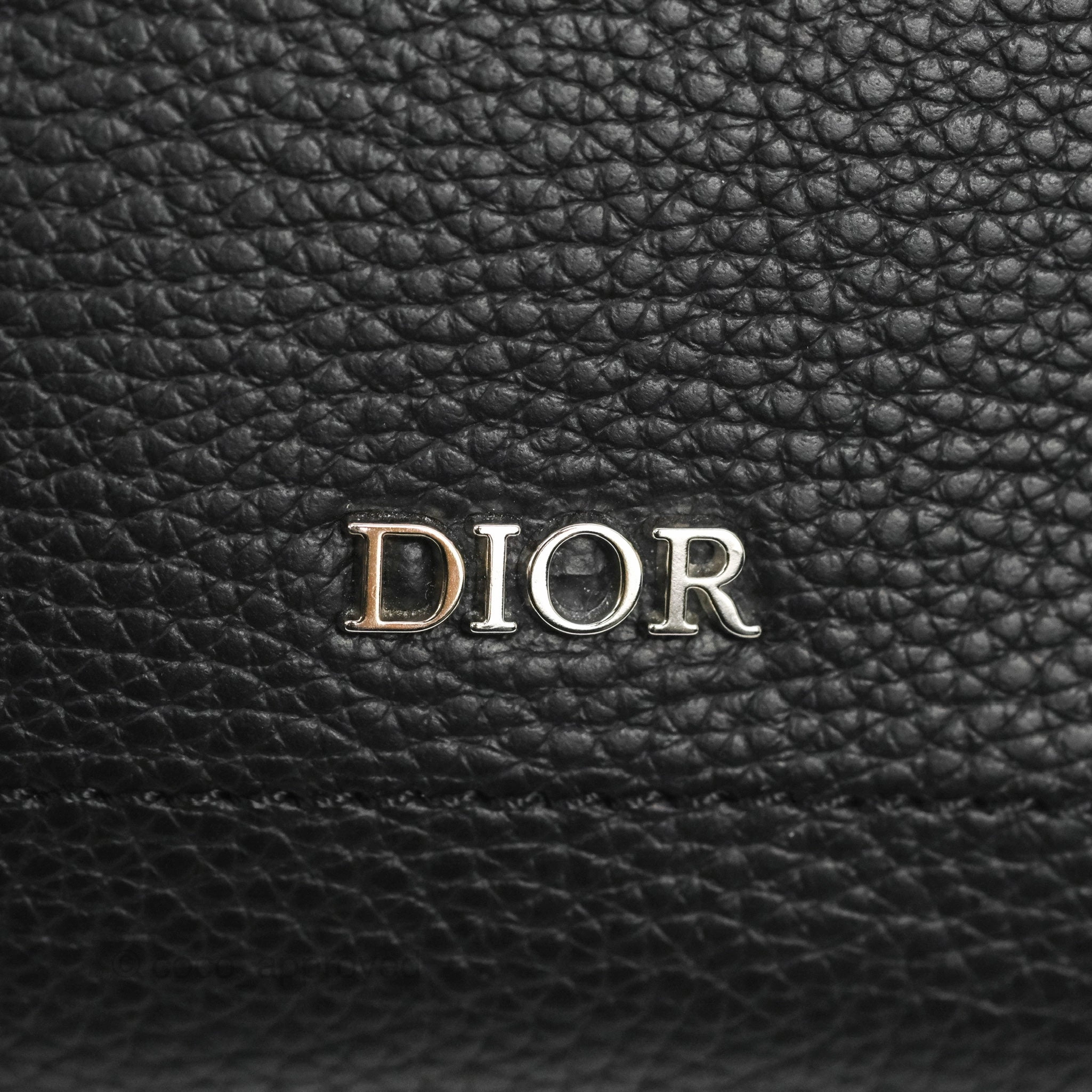 Dior Men's Saddle Tote Bag with Shoulder Strap Black Grained Leather