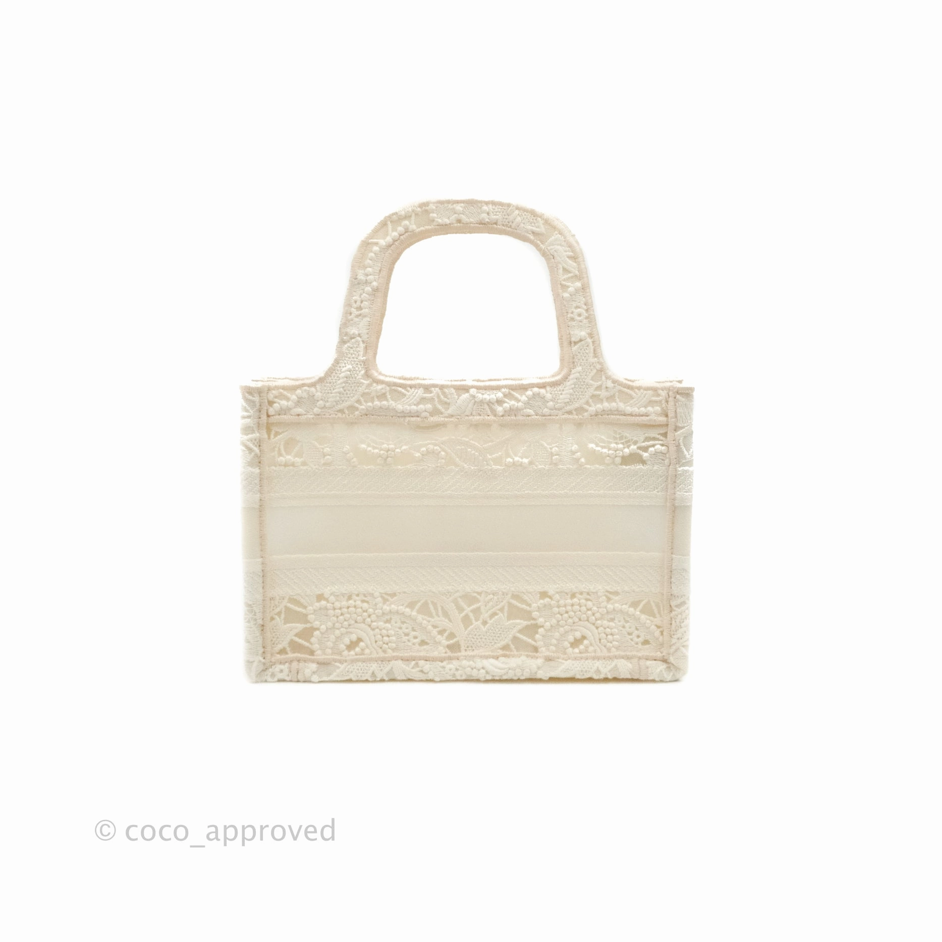 Dior Mini Book Tote Natural Macram-Effect Embroidery