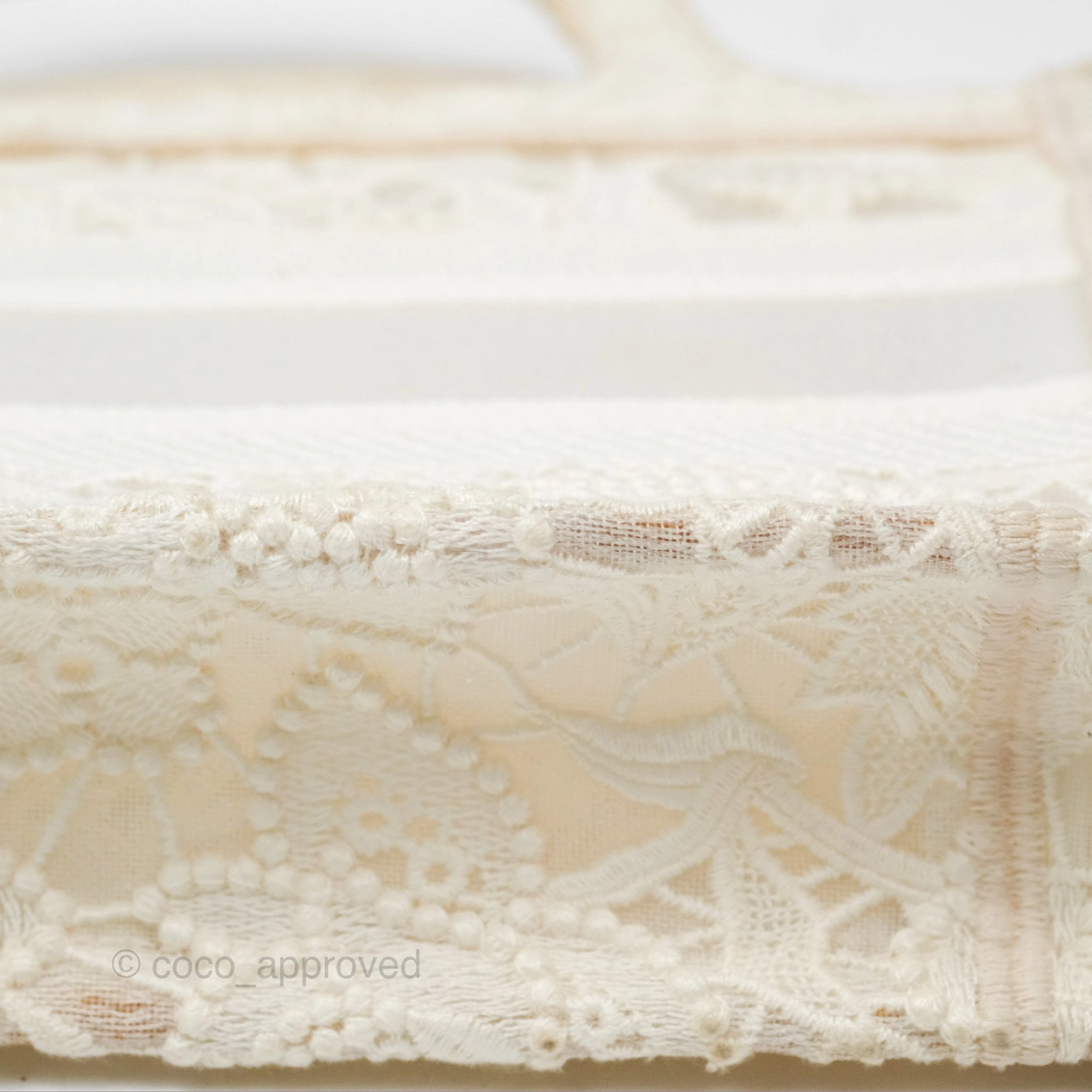 Dior Mini Book Tote Natural Macram-Effect Embroidery