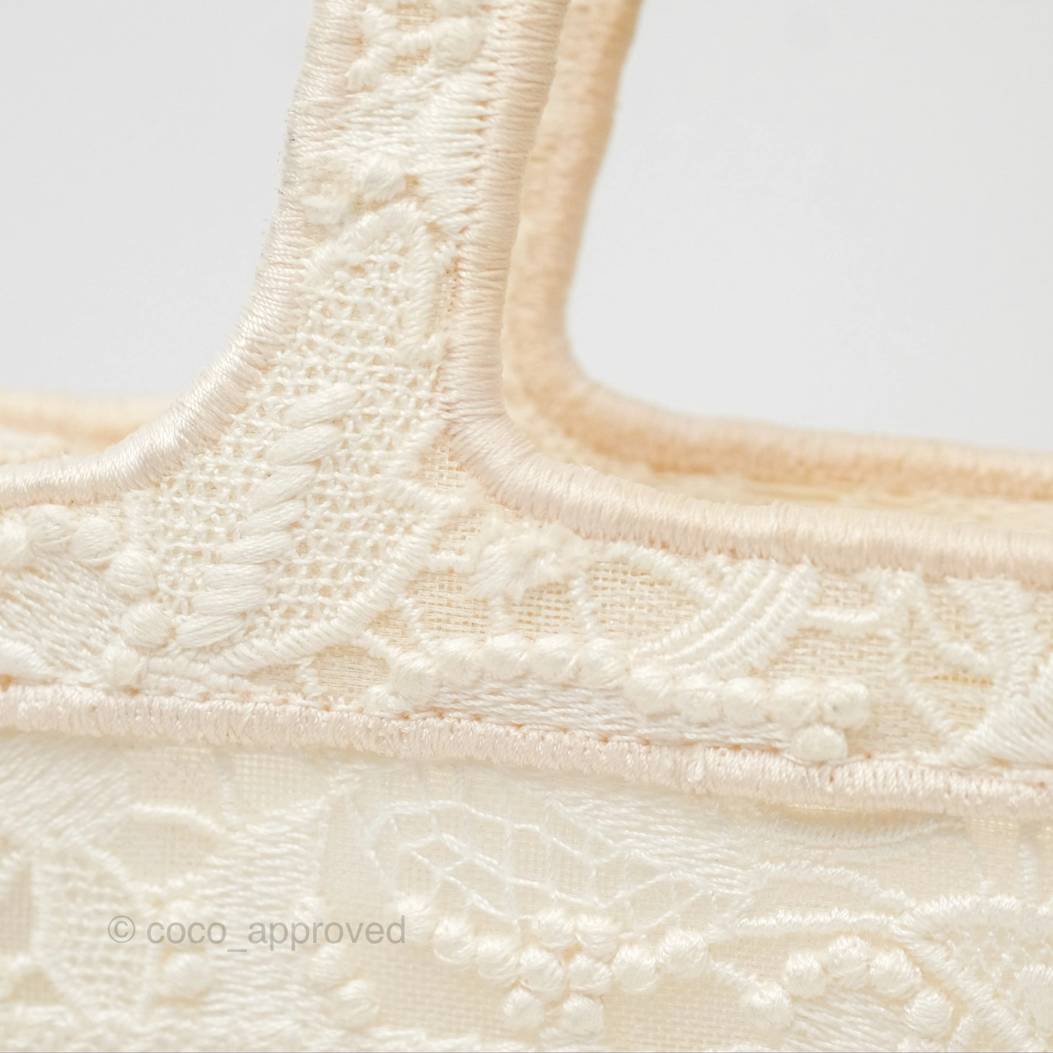 Dior Mini Book Tote Natural Macram-Effect Embroidery