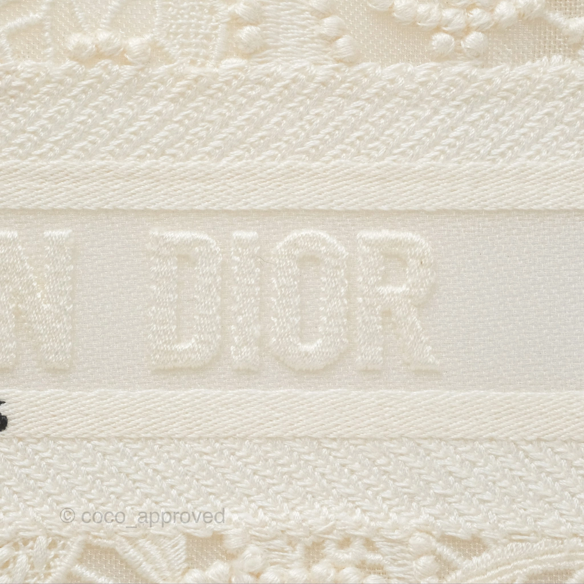 Dior Mini Book Tote Natural Macram-Effect Embroidery