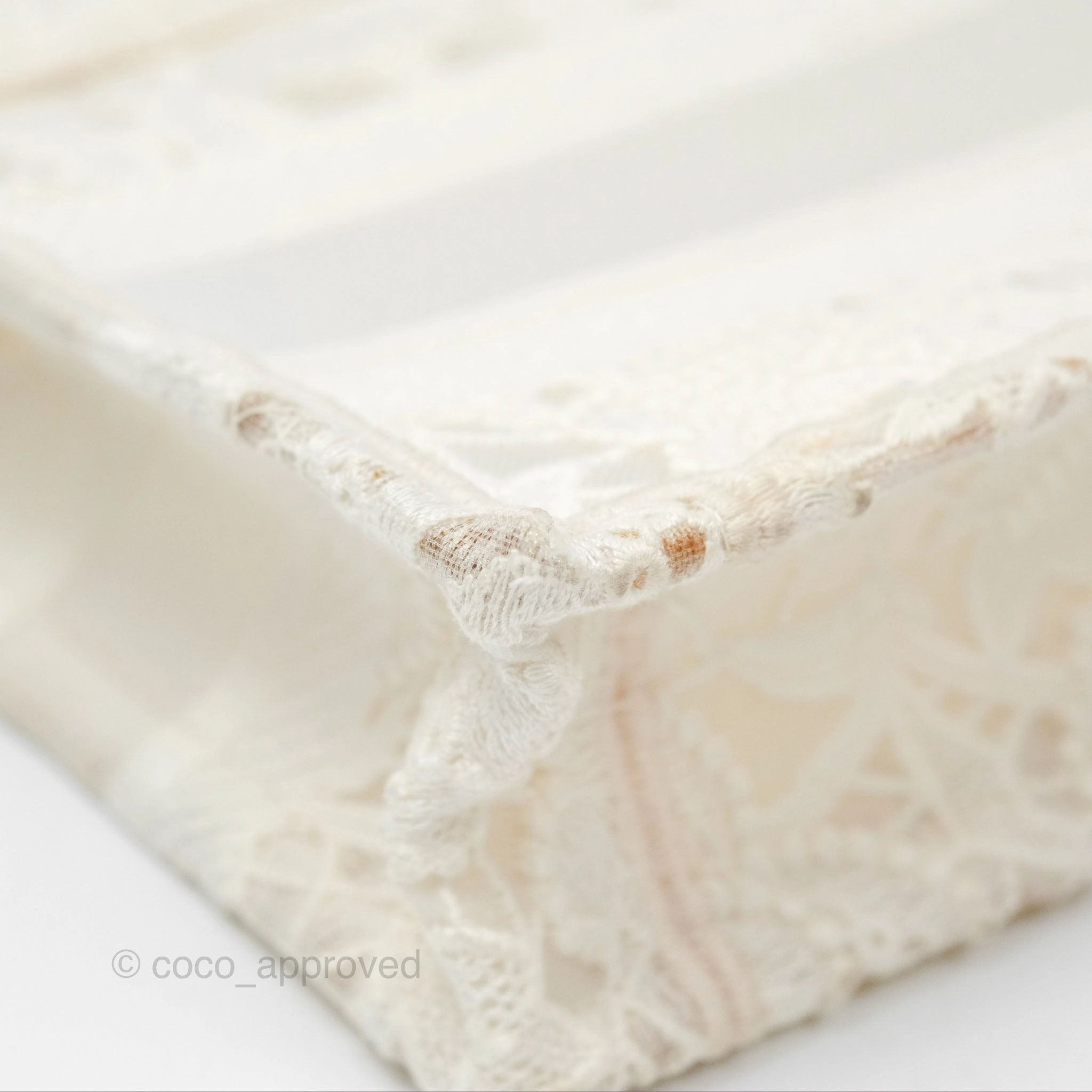 Dior Mini Book Tote Natural Macram-Effect Embroidery