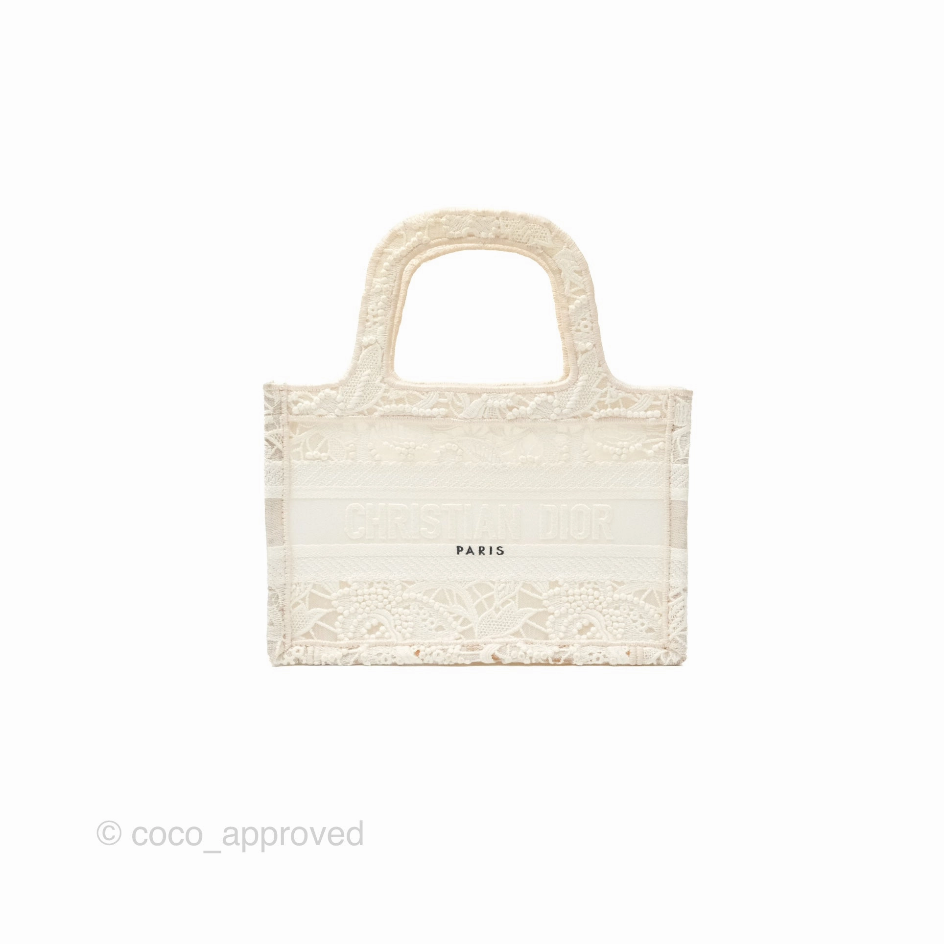 Dior Mini Book Tote Natural Macram-Effect Embroidery
