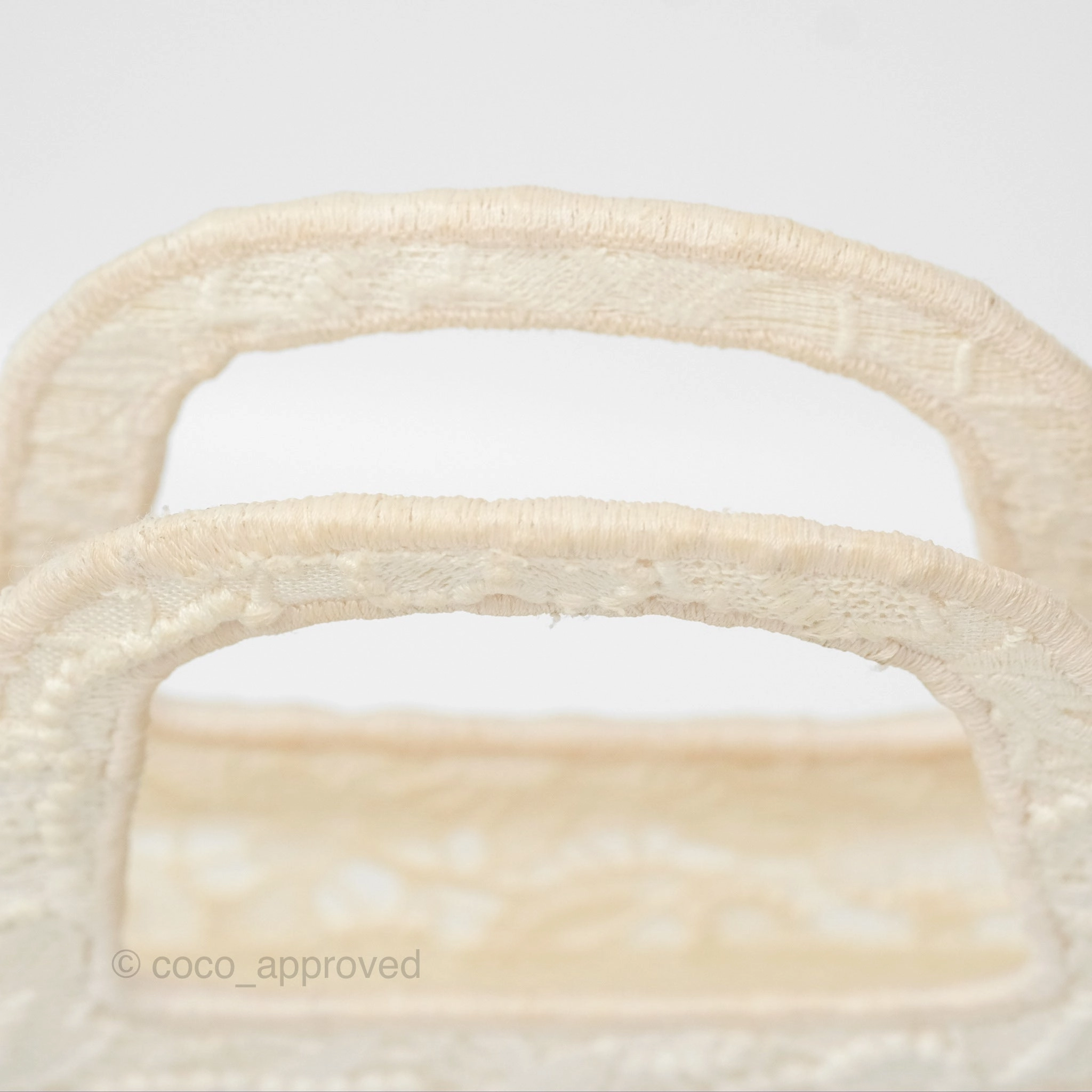 Dior Mini Book Tote Natural Macram-Effect Embroidery