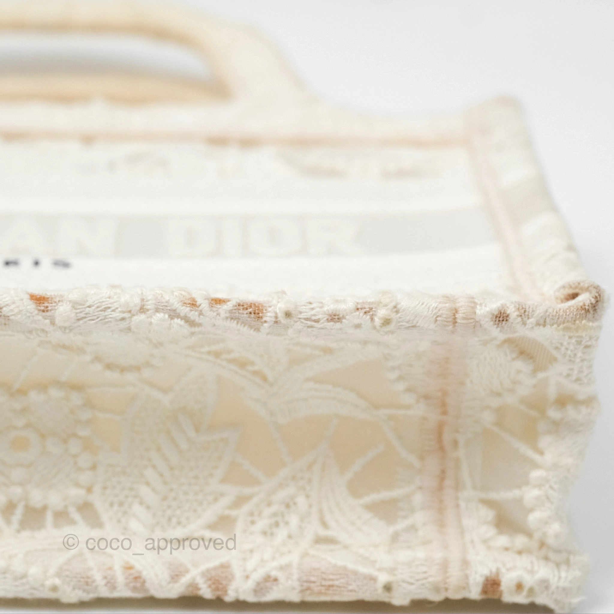 Dior Mini Book Tote Natural Macram-Effect Embroidery