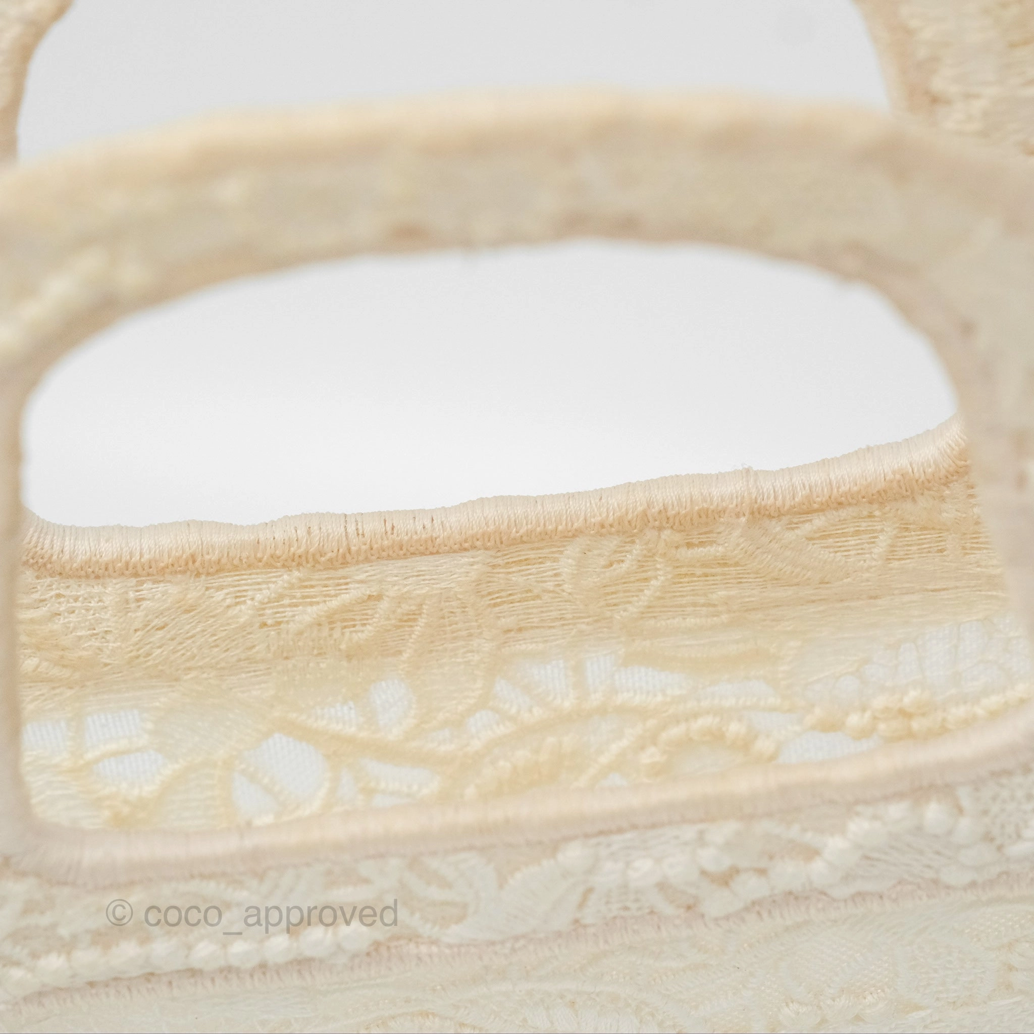 Dior Mini Book Tote Natural Macram-Effect Embroidery