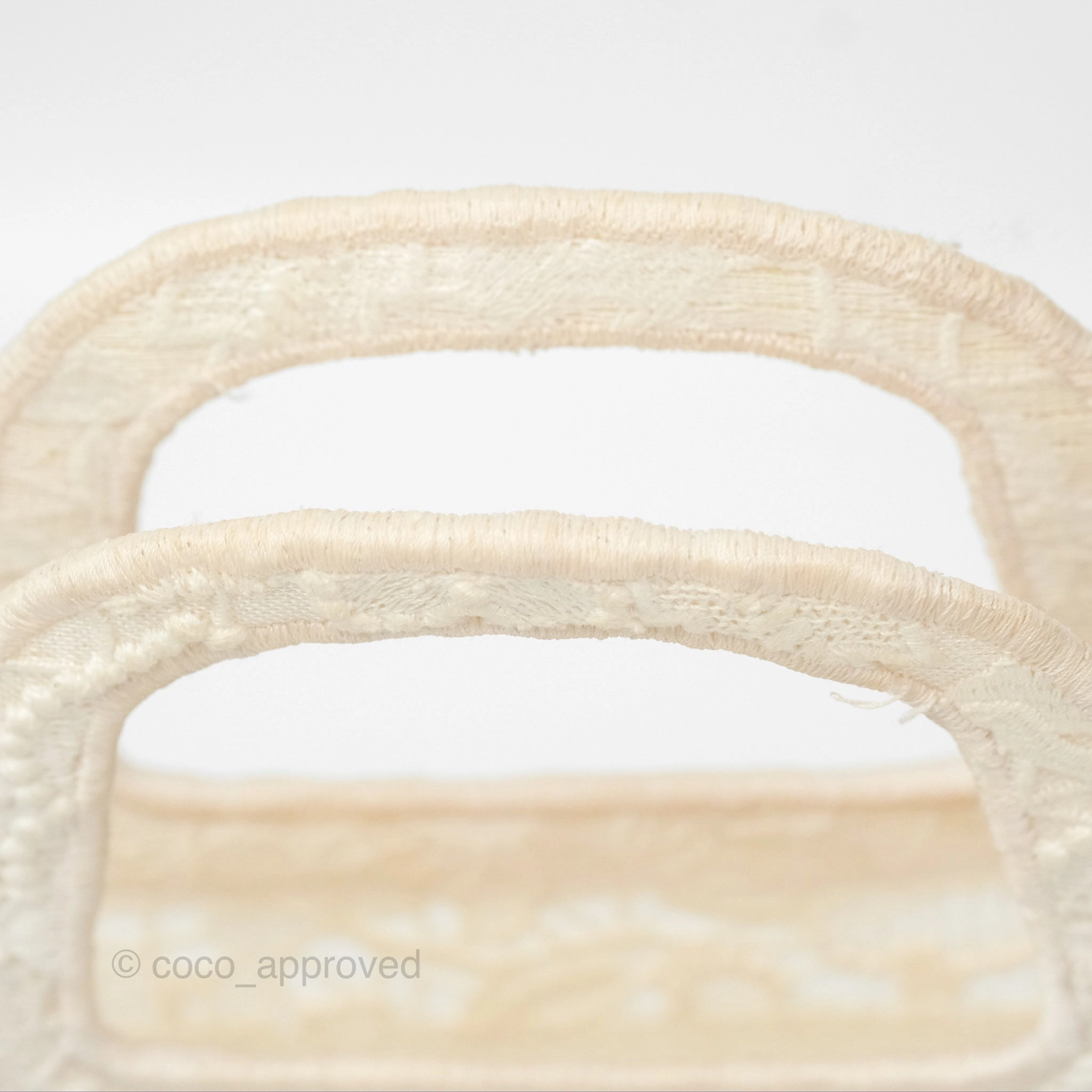 Dior Mini Book Tote Natural Macram-Effect Embroidery