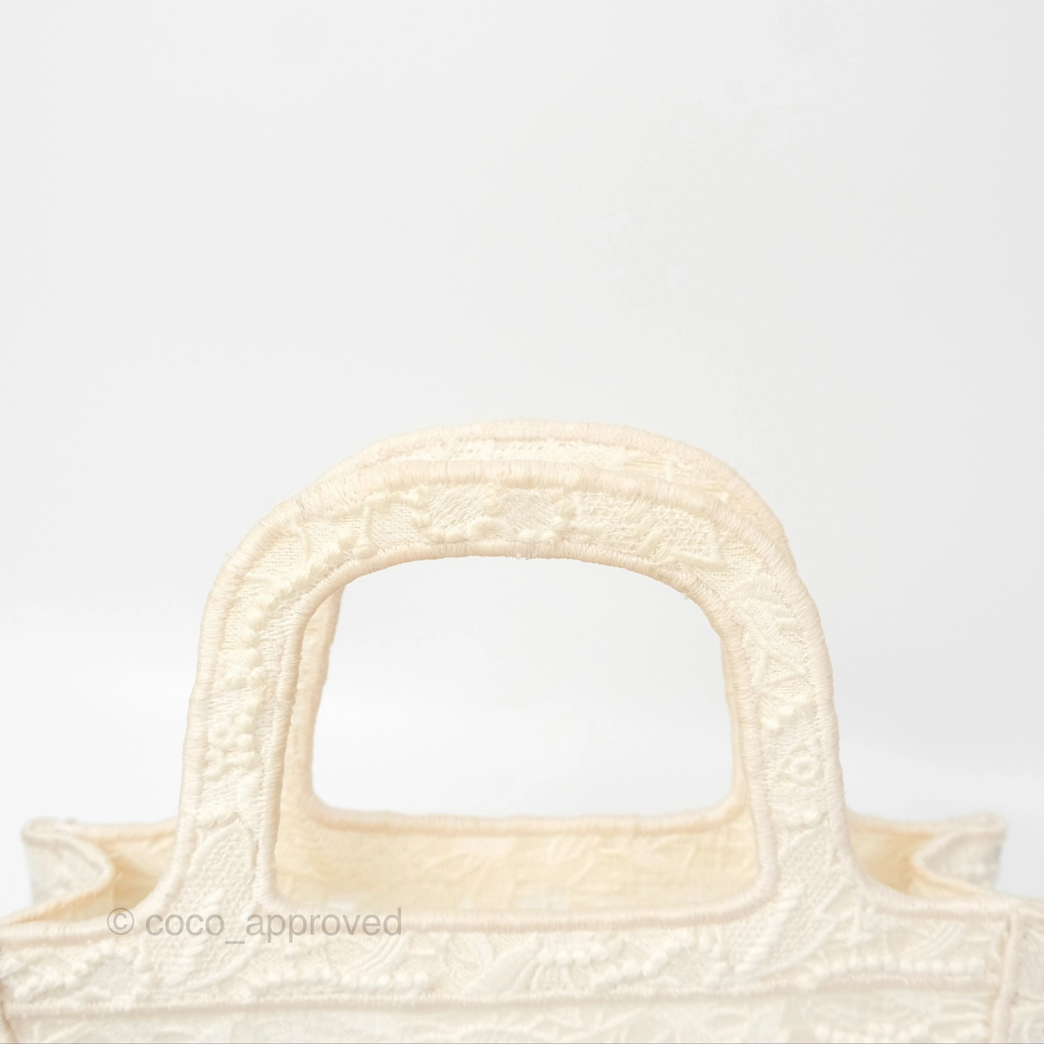 Dior Mini Book Tote Natural Macram-Effect Embroidery