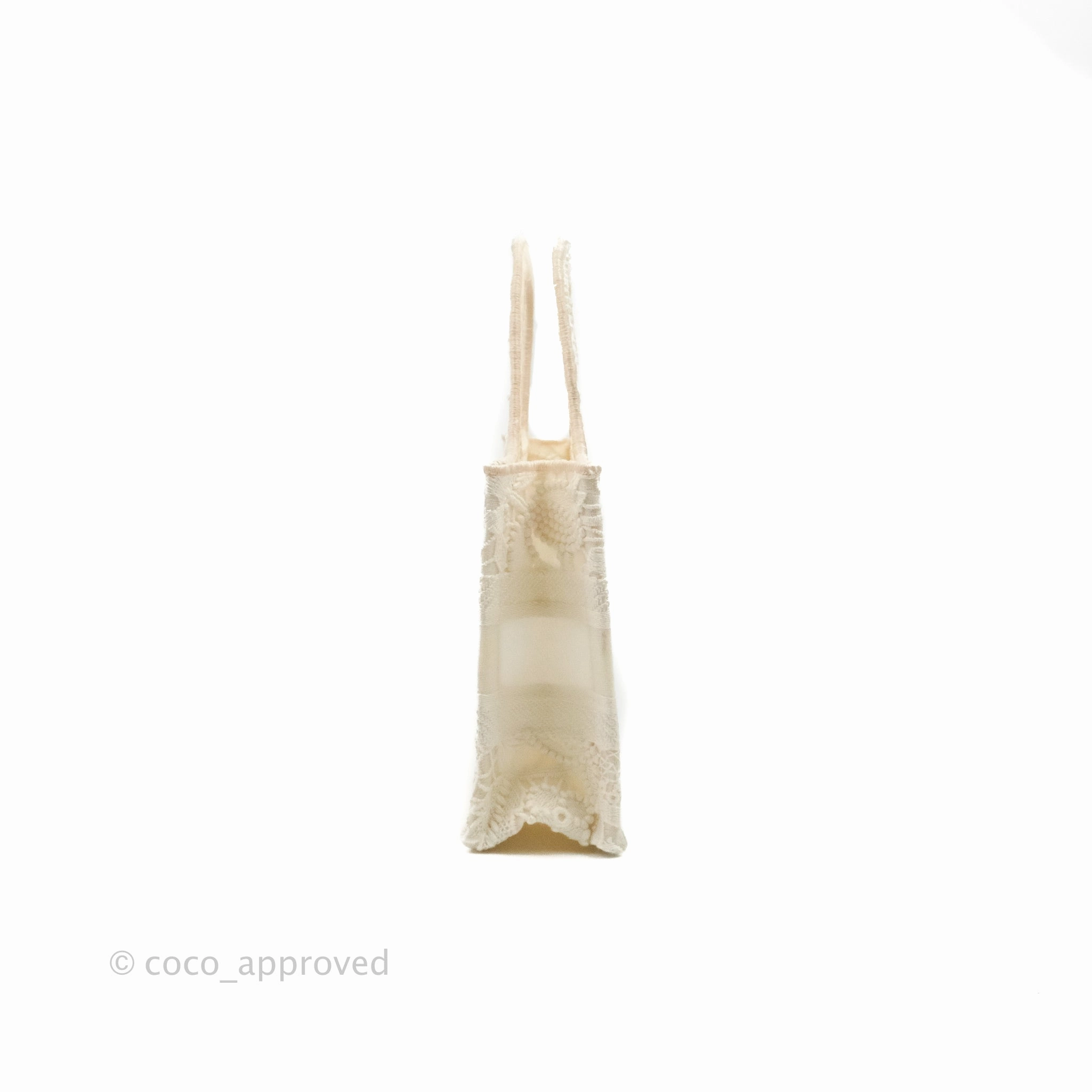 Dior Mini Book Tote Natural Macram-Effect Embroidery