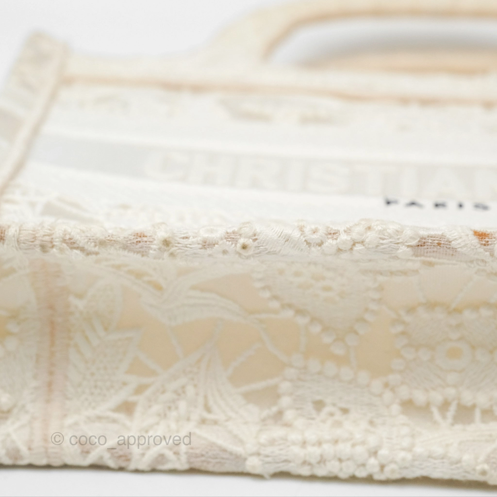 Dior Mini Book Tote Natural Macram-Effect Embroidery