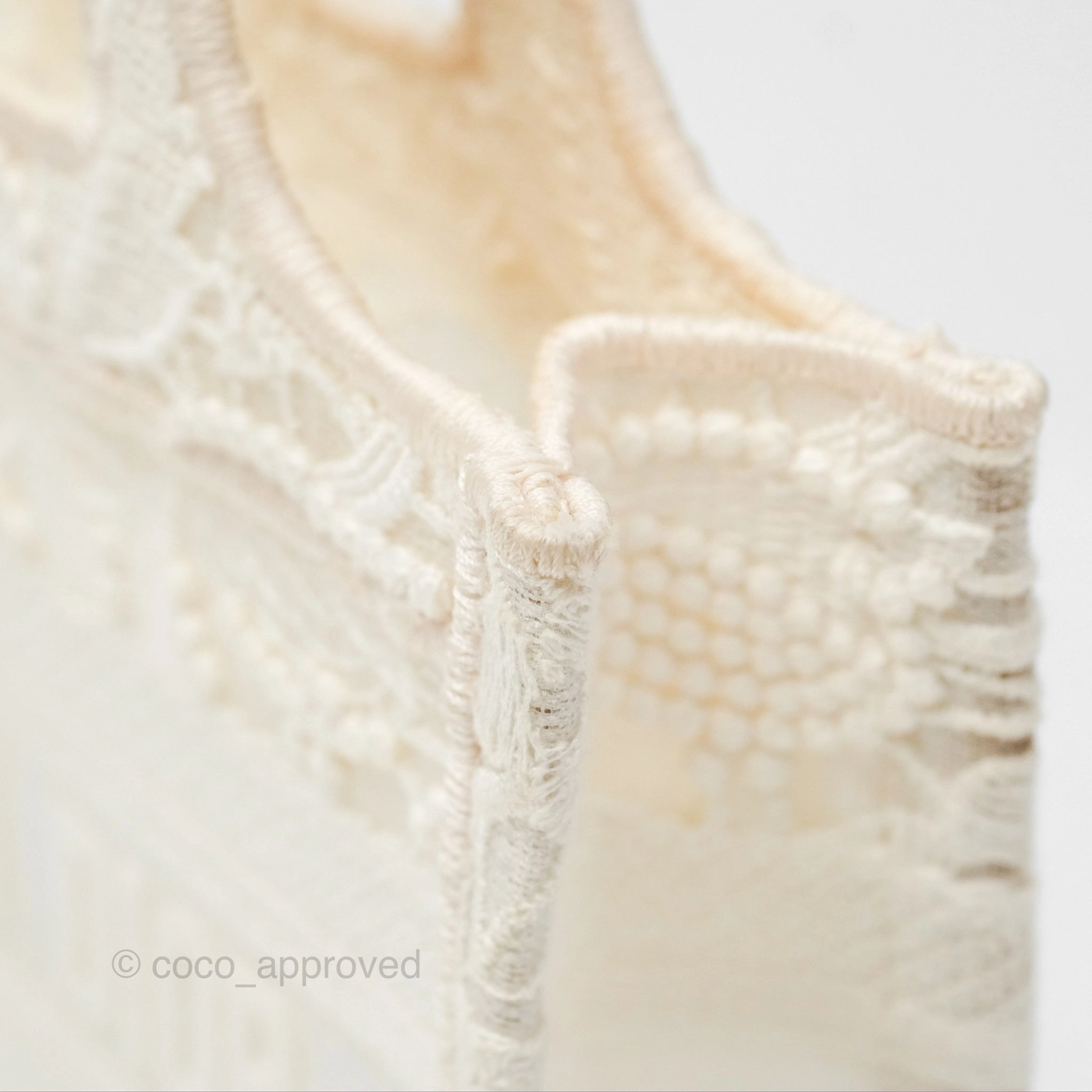 Dior Mini Book Tote Natural Macram-Effect Embroidery