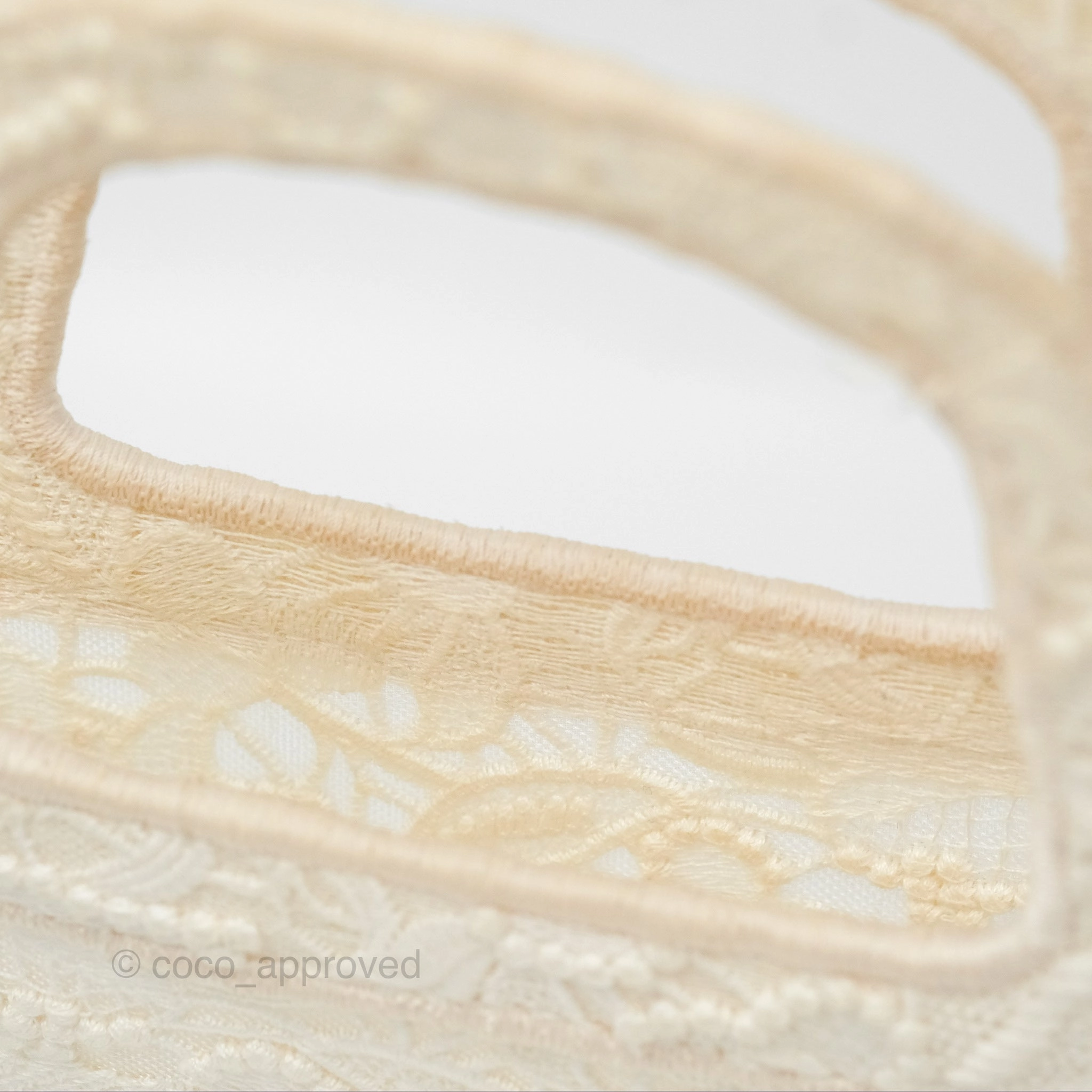 Dior Mini Book Tote Natural Macram-Effect Embroidery