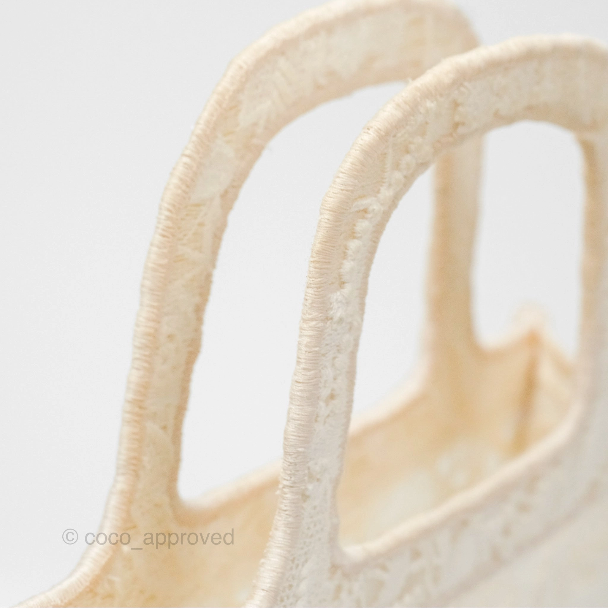 Dior Mini Book Tote Natural Macram-Effect Embroidery