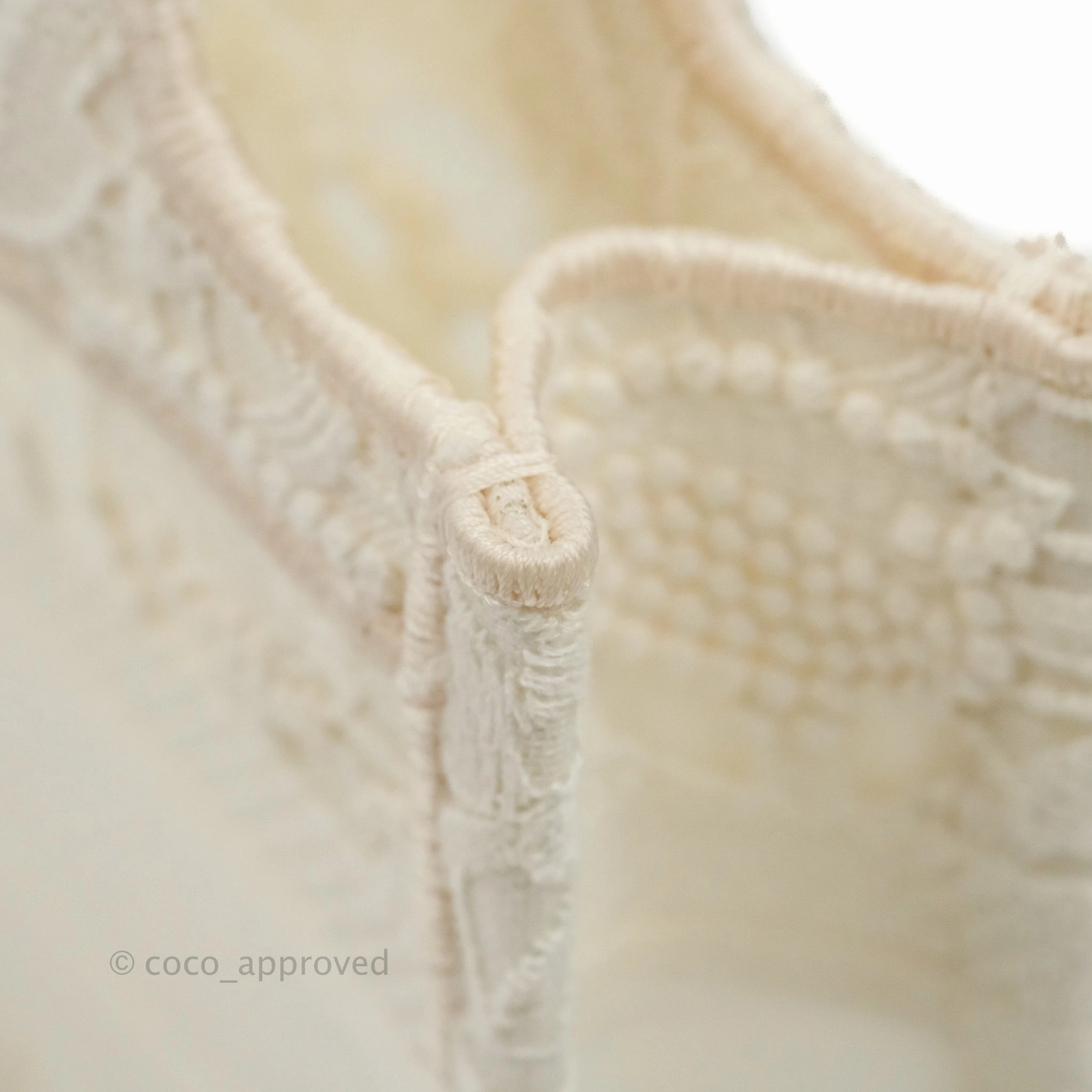 Dior Mini Book Tote Natural Macram-Effect Embroidery
