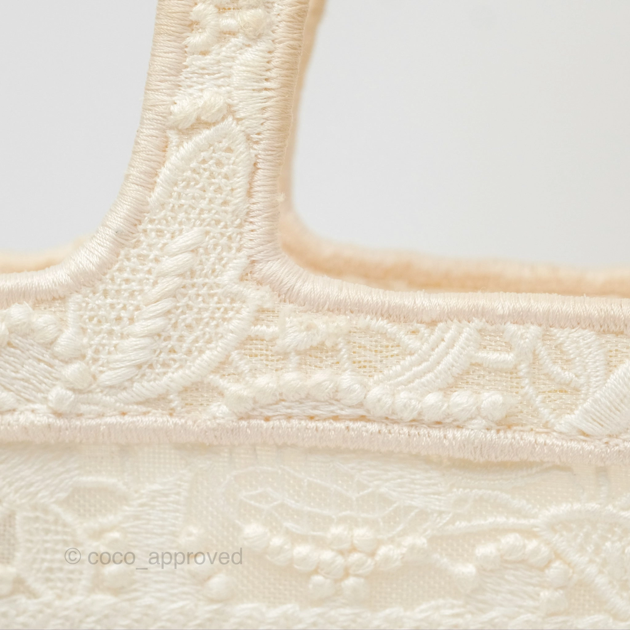 Dior Mini Book Tote Natural Macram-Effect Embroidery