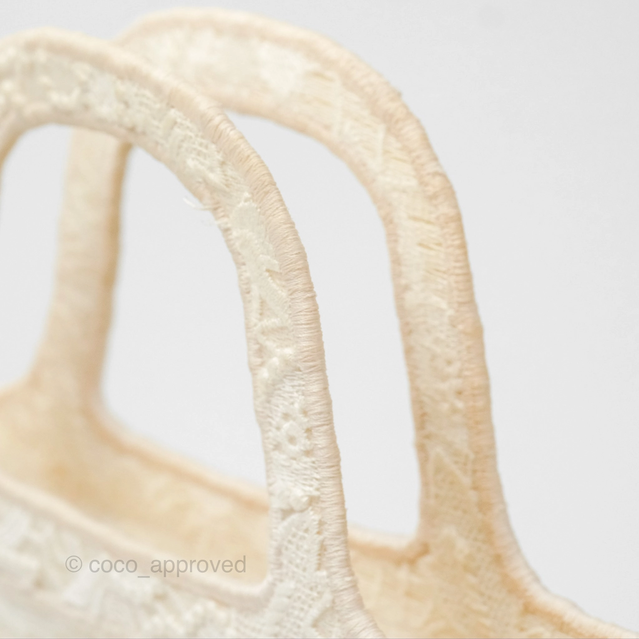 Dior Mini Book Tote Natural Macram-Effect Embroidery