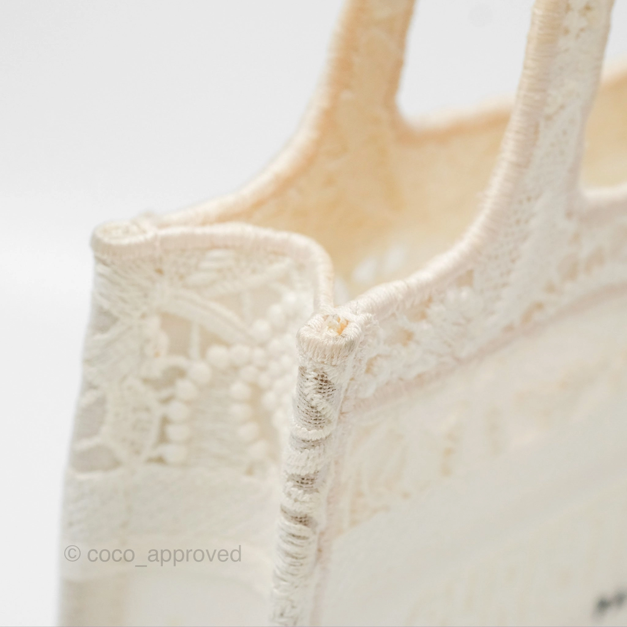 Dior Mini Book Tote Natural Macram-Effect Embroidery