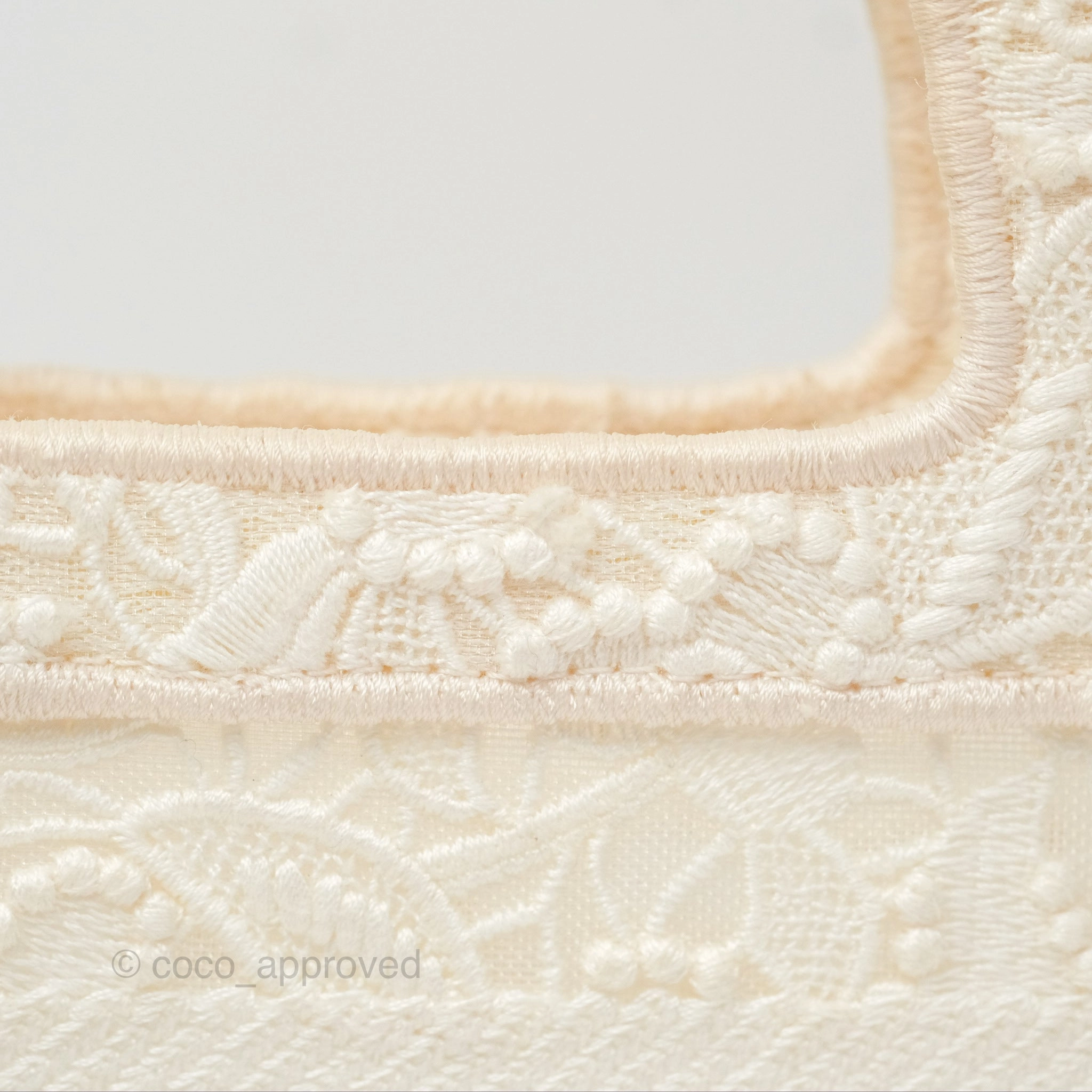 Dior Mini Book Tote Natural Macram-Effect Embroidery