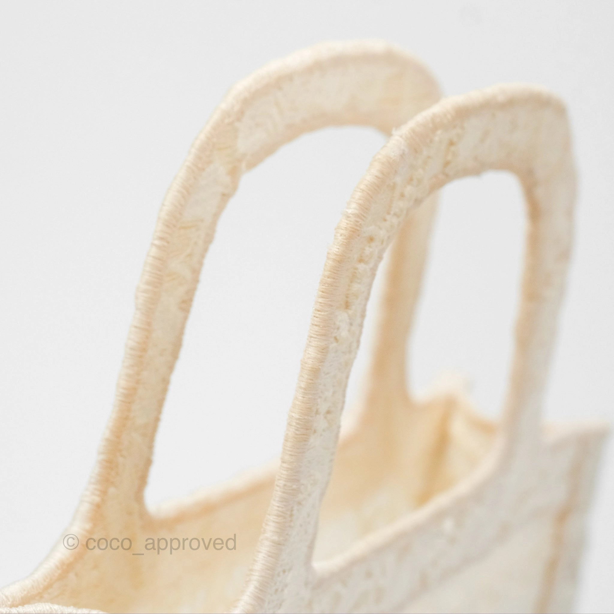 Dior Mini Book Tote Natural Macram-Effect Embroidery
