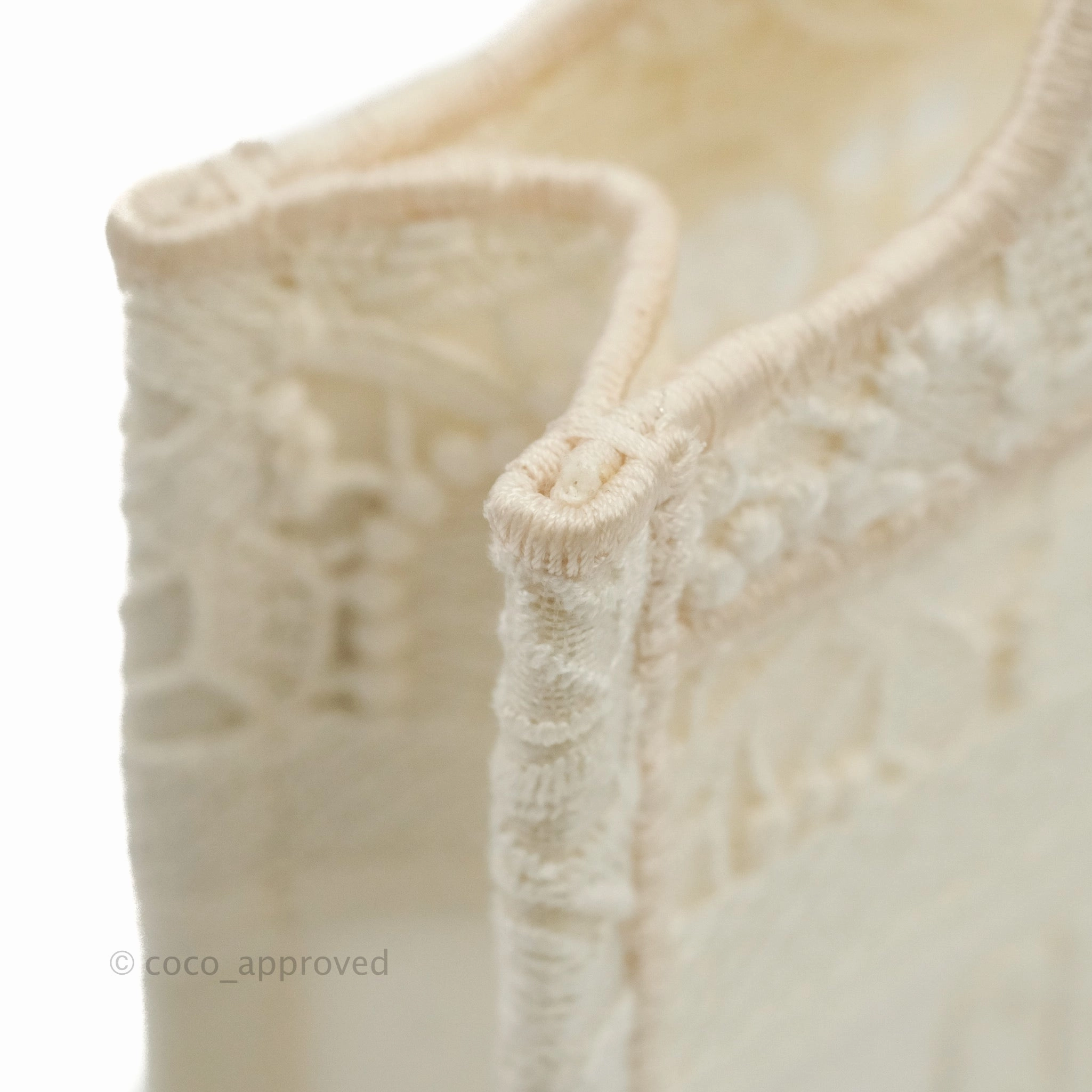 Dior Mini Book Tote Natural Macram-Effect Embroidery